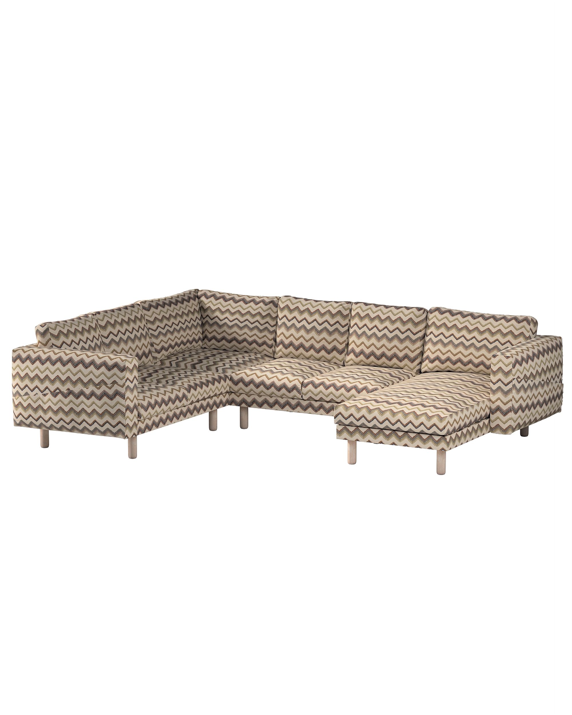 Norsborg trekk 5 seter hjørnesofa med sjeselong farge beige stoff grov, mønstret