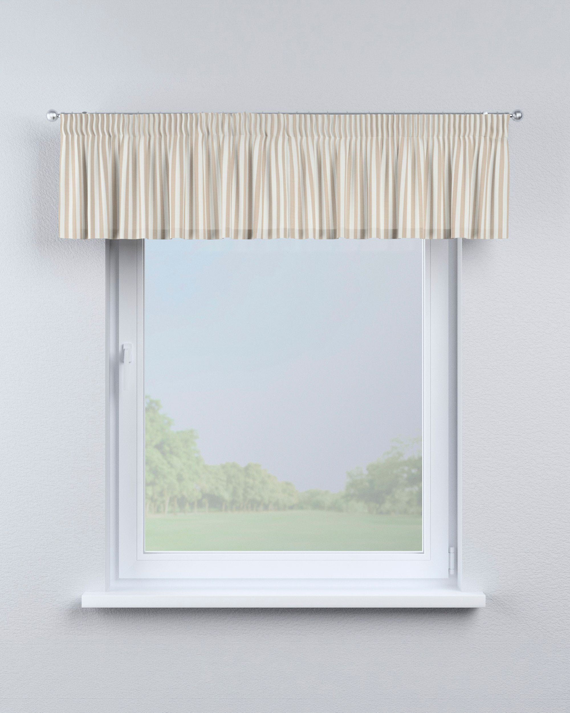 Gardinkappe med rynkebånd og løpegang H40cm farge beige stoff mønstret (hover)