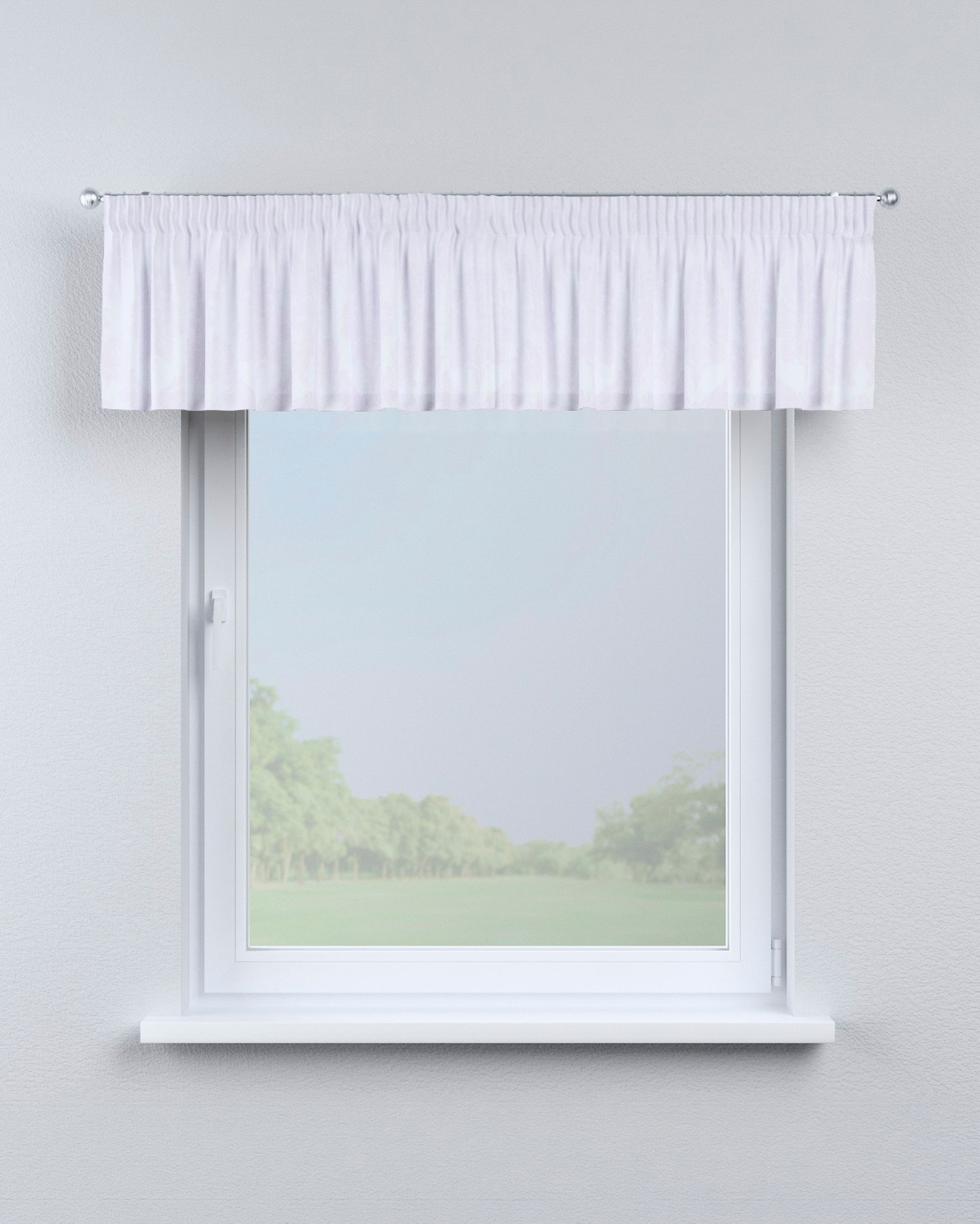 Gardinkappe med rynkebånd og løpegang H40cm farge hvit stoff blank, grov, mønstret (hover)