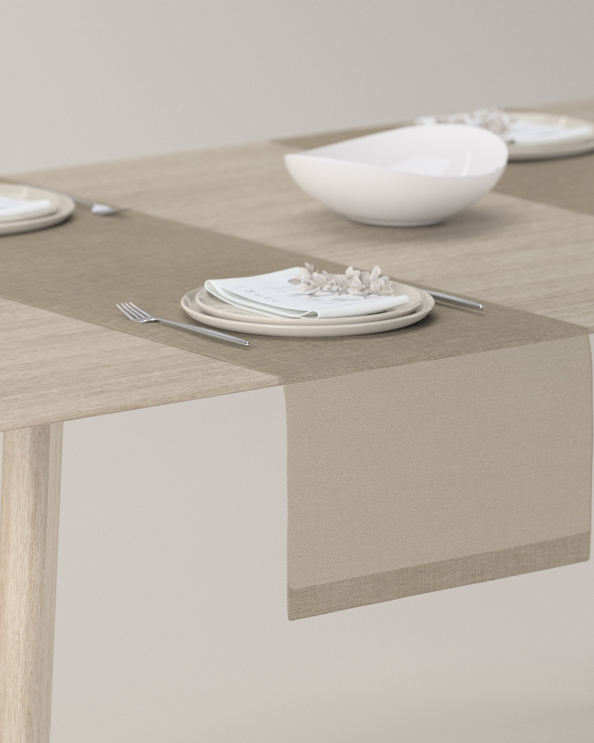 Bordløper - Dinner for 2 farge beige stoff grov