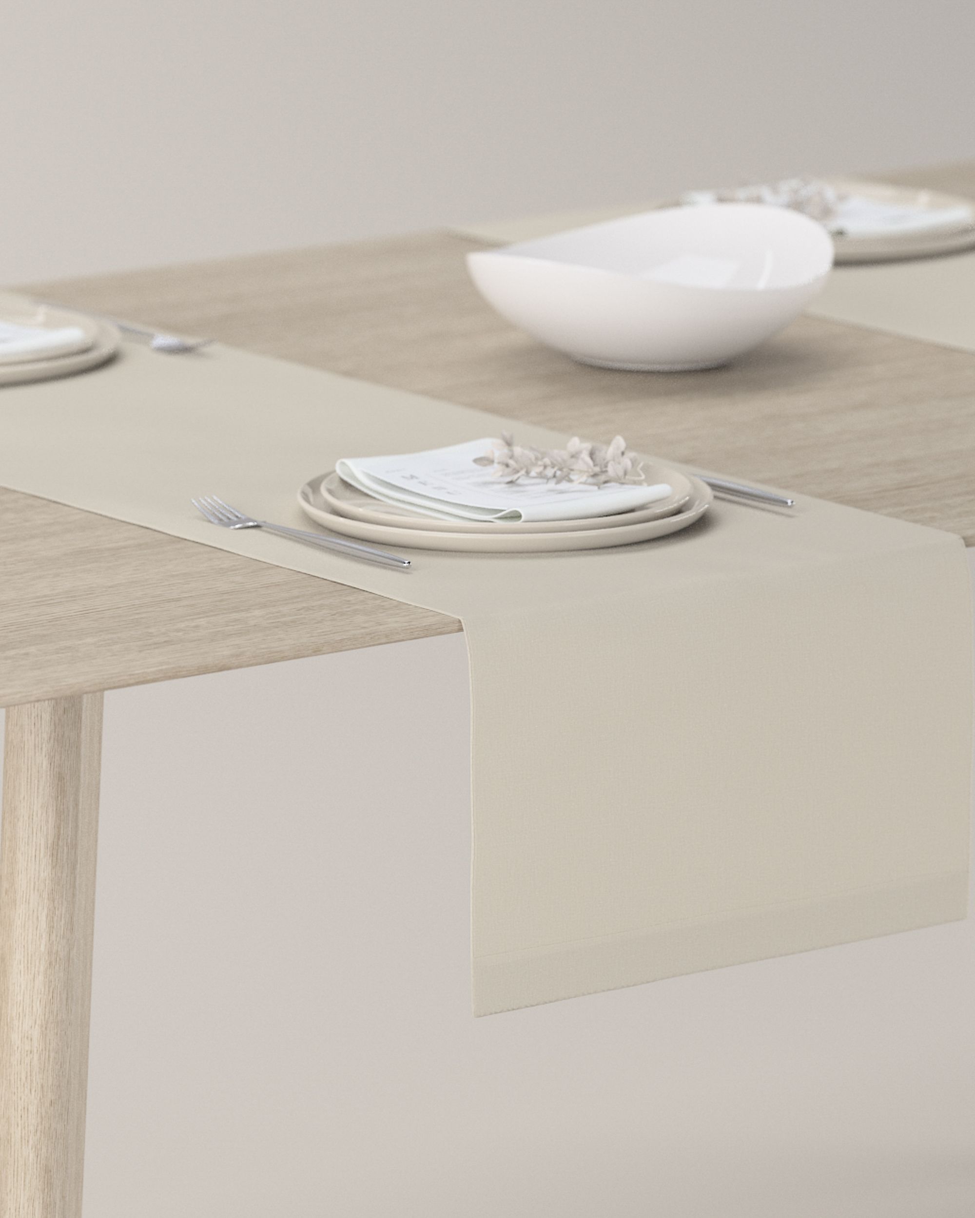 Bordløper - Dinner for 2 farge beige stoff lysgjennomtrengende, grov, lin