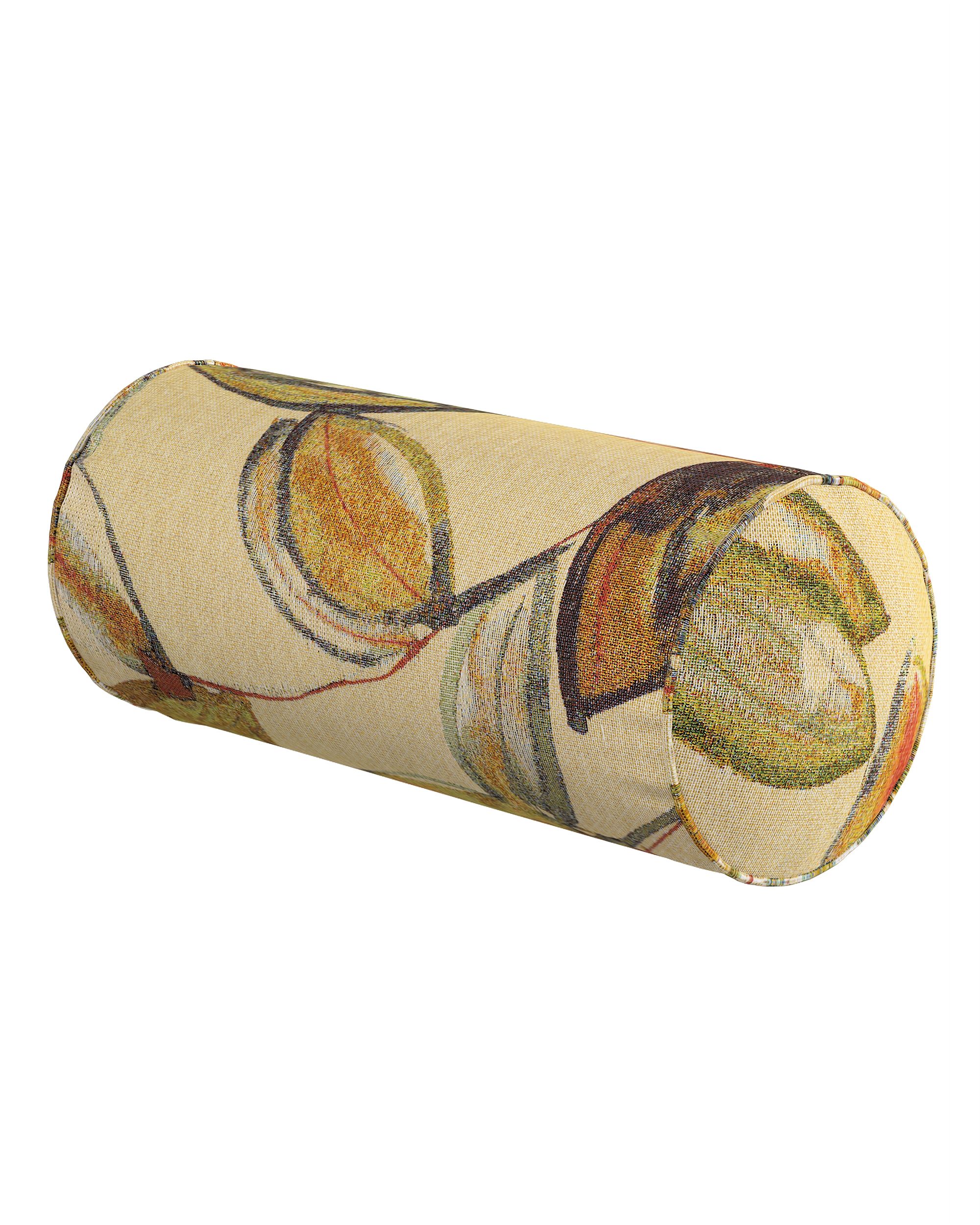 Sylinderpute farge beige stoff grov, mønstret