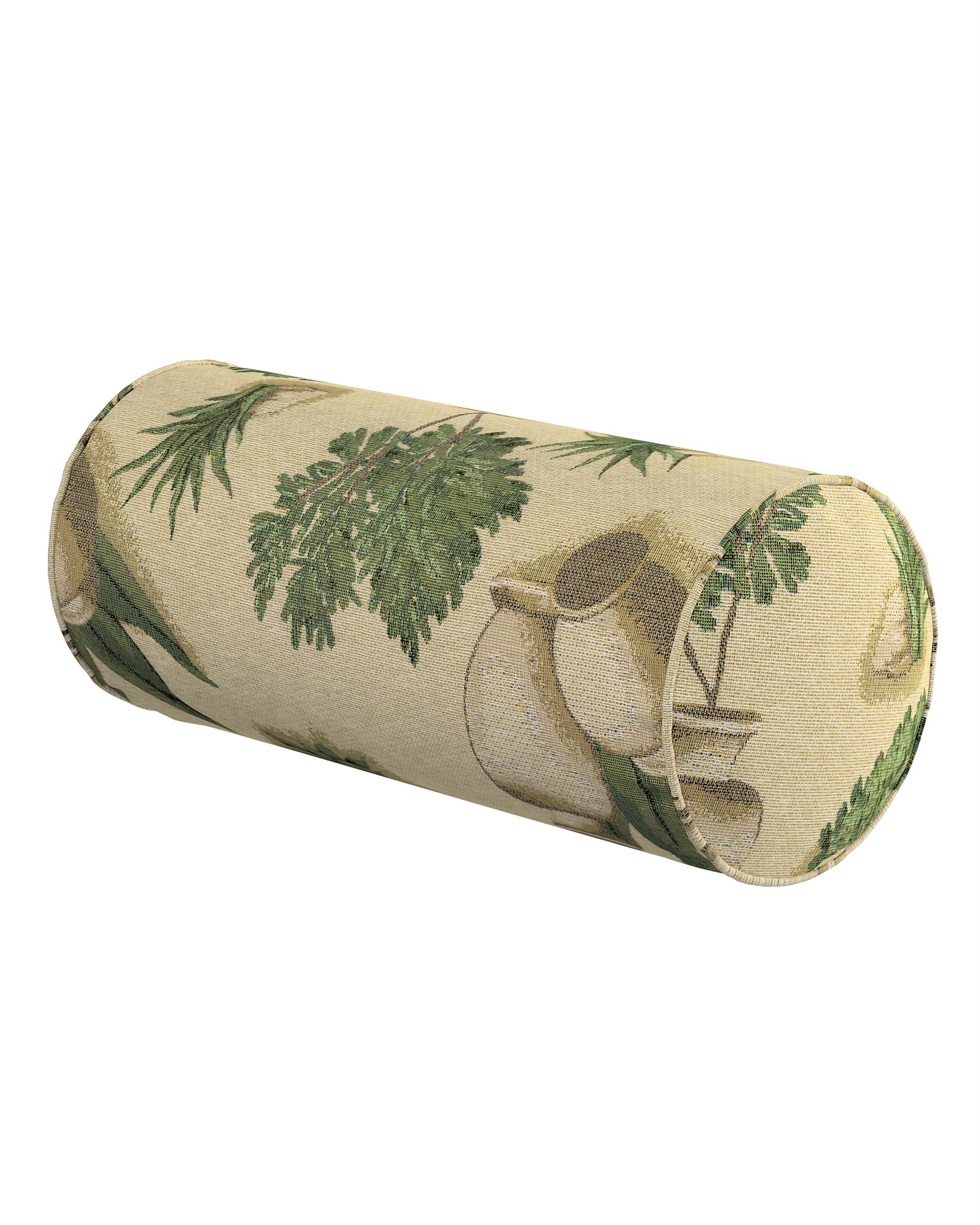 Sylinderpute farge beige stoff grov, mønstret