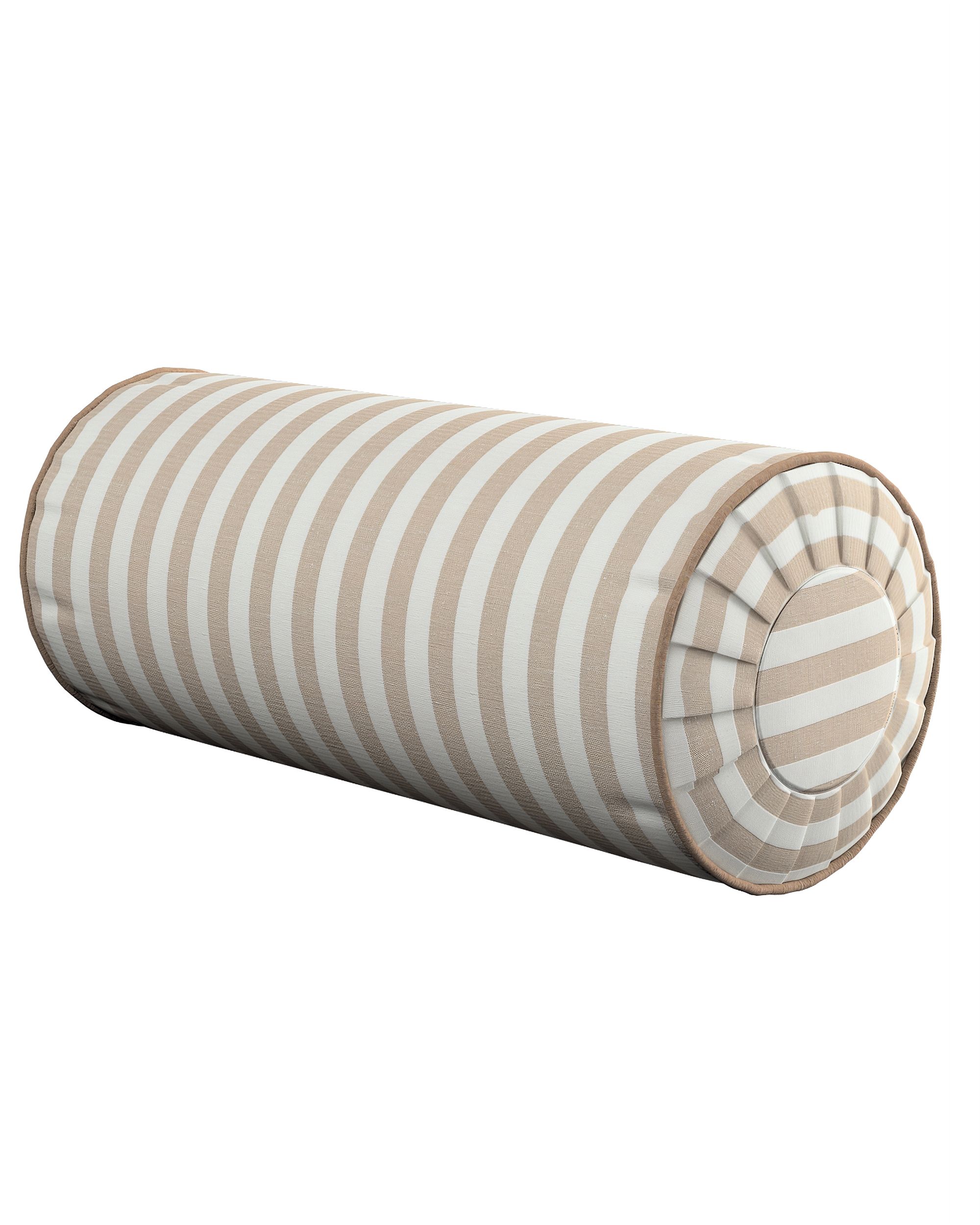 Sylinderpute med folder farge beige stoff mønstret