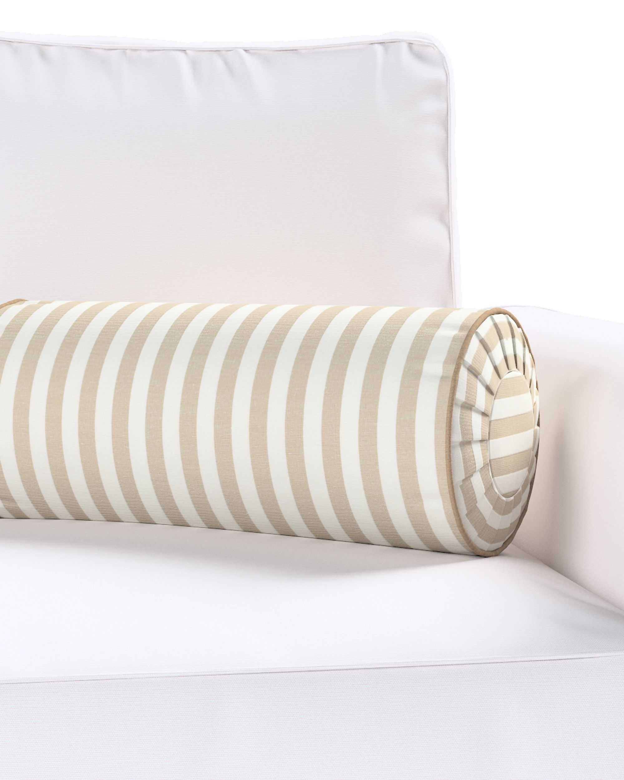 Sylinderpute med folder farge beige stoff mønstret (hover)