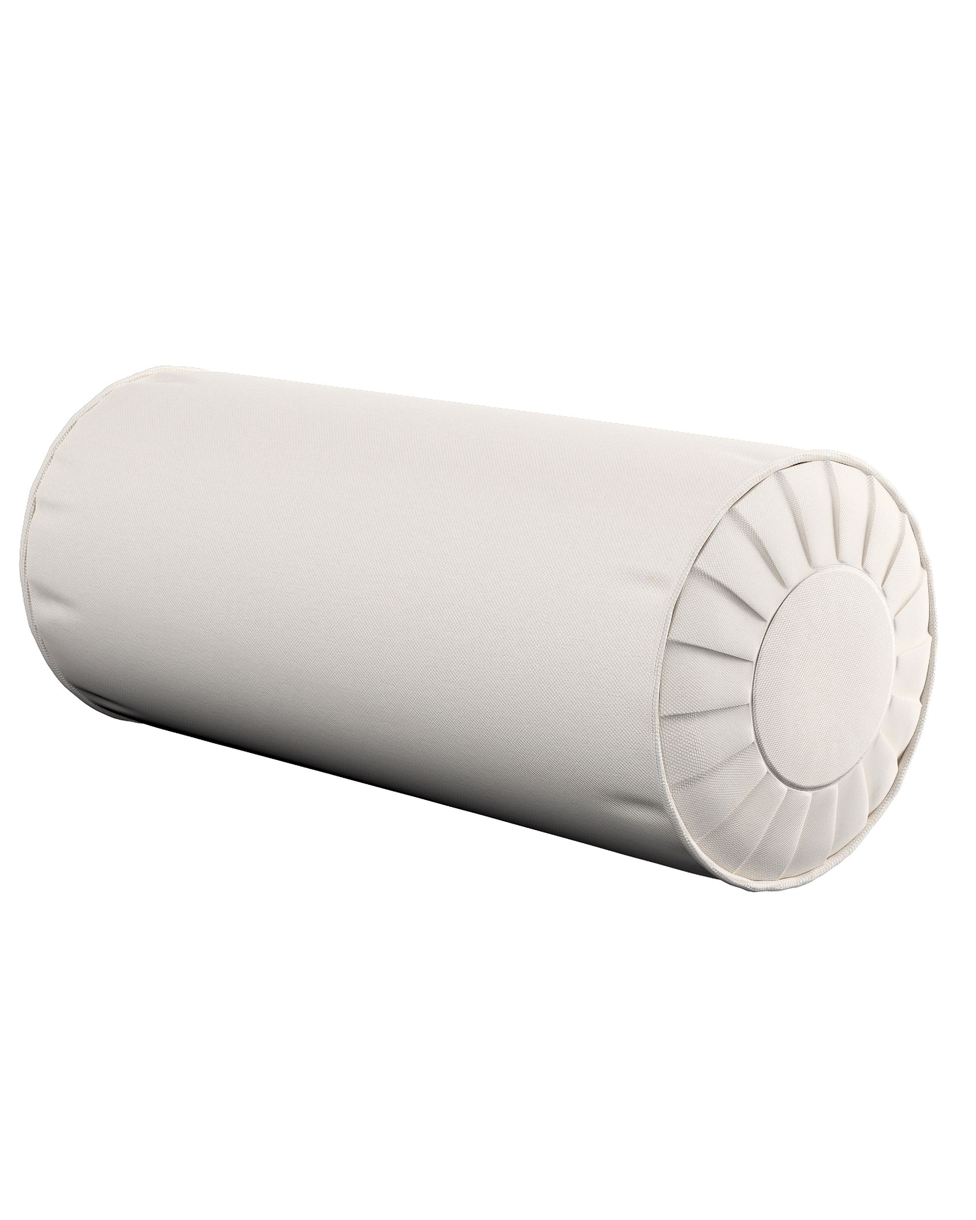 Sylinderpute med folder farge beige stoff grov