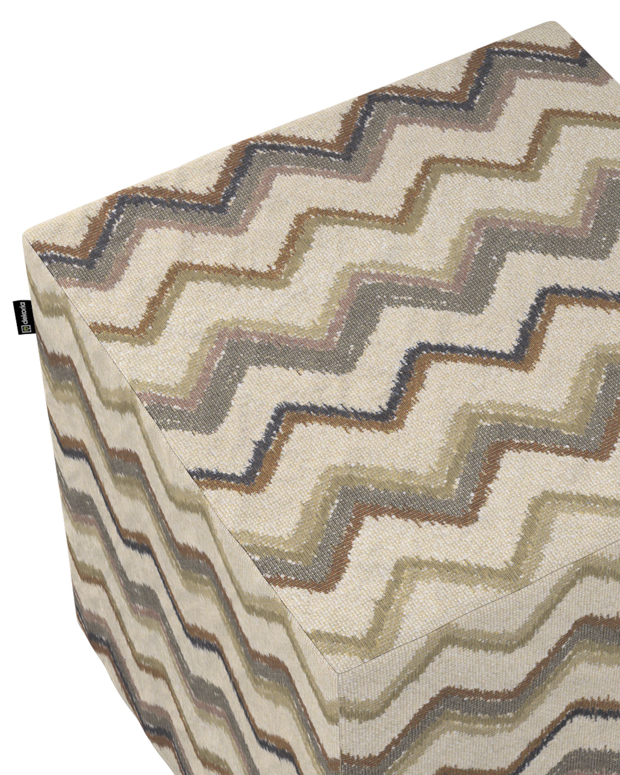 Trekk til sitttepuff farge beige stoff grov, mønstret (hover)