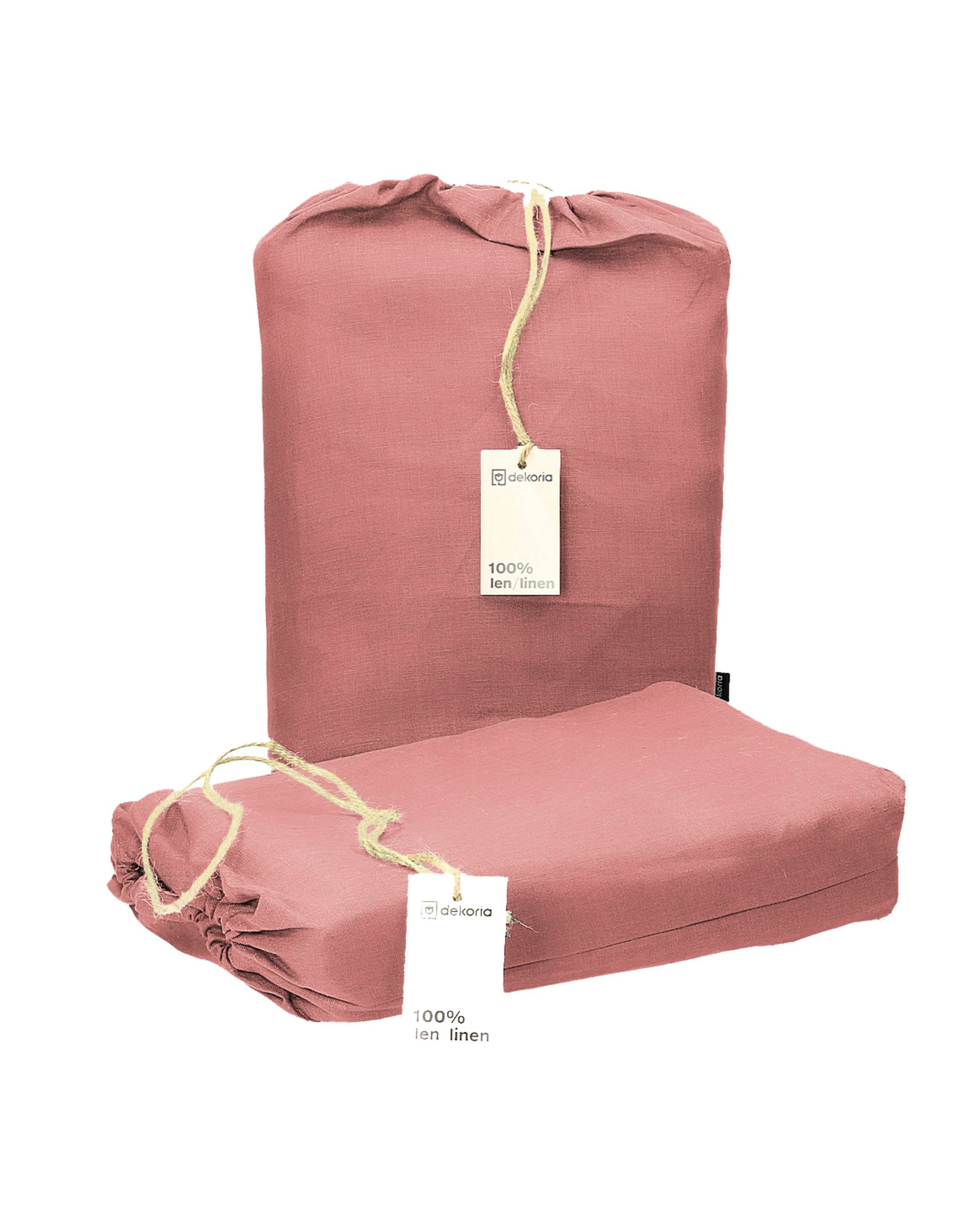 Sengesett i lin Linen 220x200 cm farge pink stoff lysgjennomtrengende, grov, lin (hover)