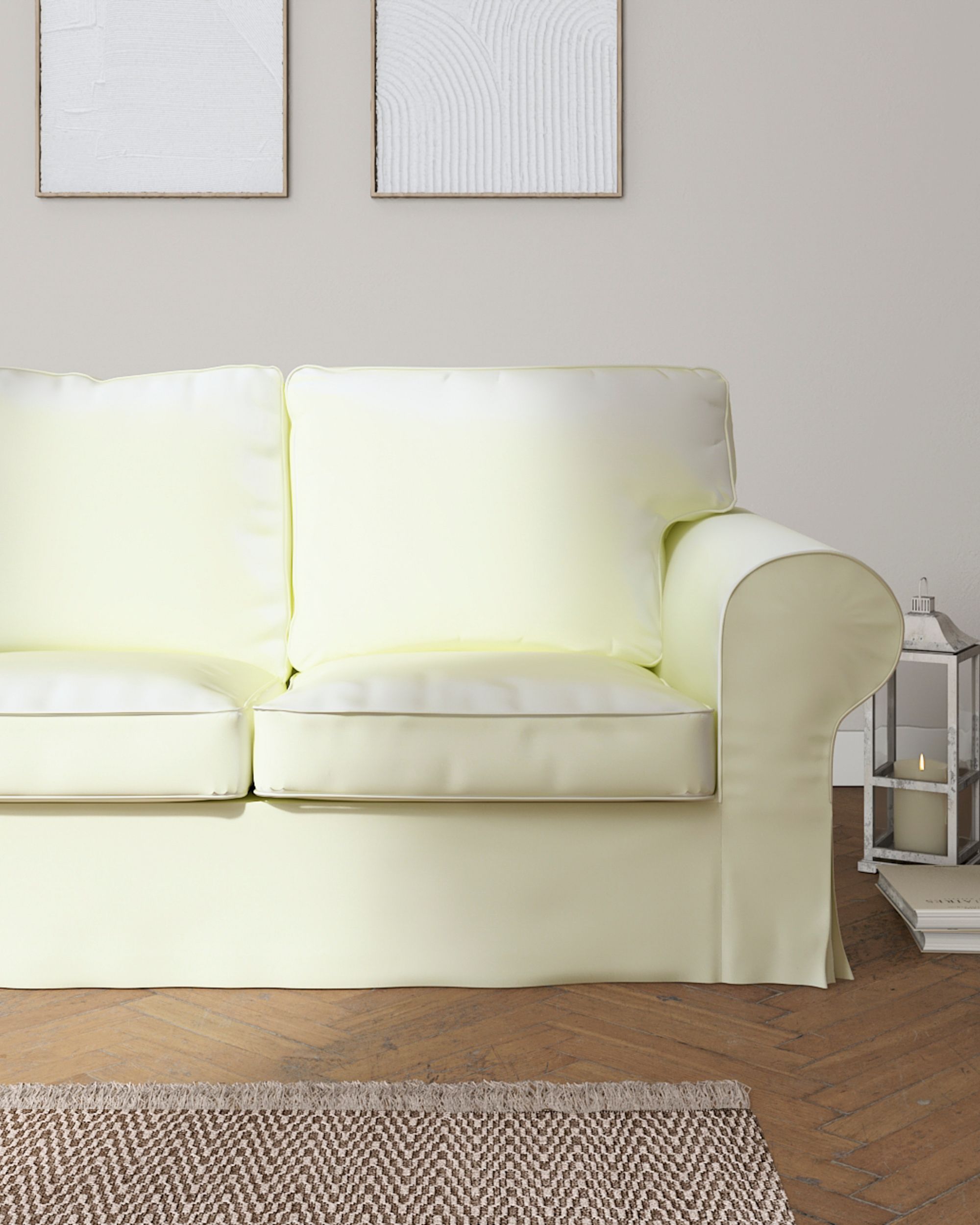 Ektorp trekk 3 seter sovesofa uten boks farge naturhvit stoff blank, velur (hover)