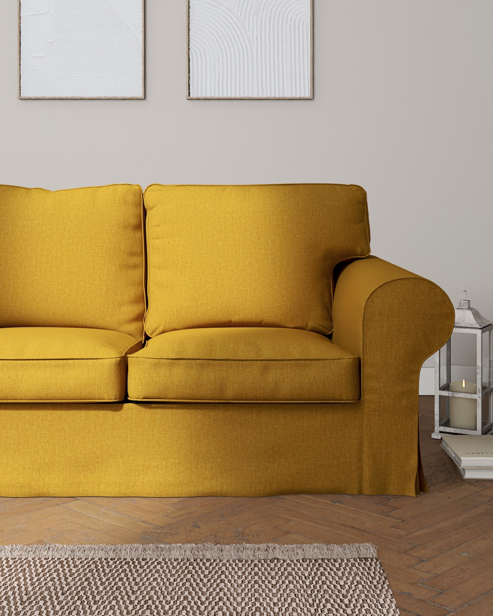 Ektorp trekk 3 seter sovesofa uten boks farge gul stoff grov (hover)
