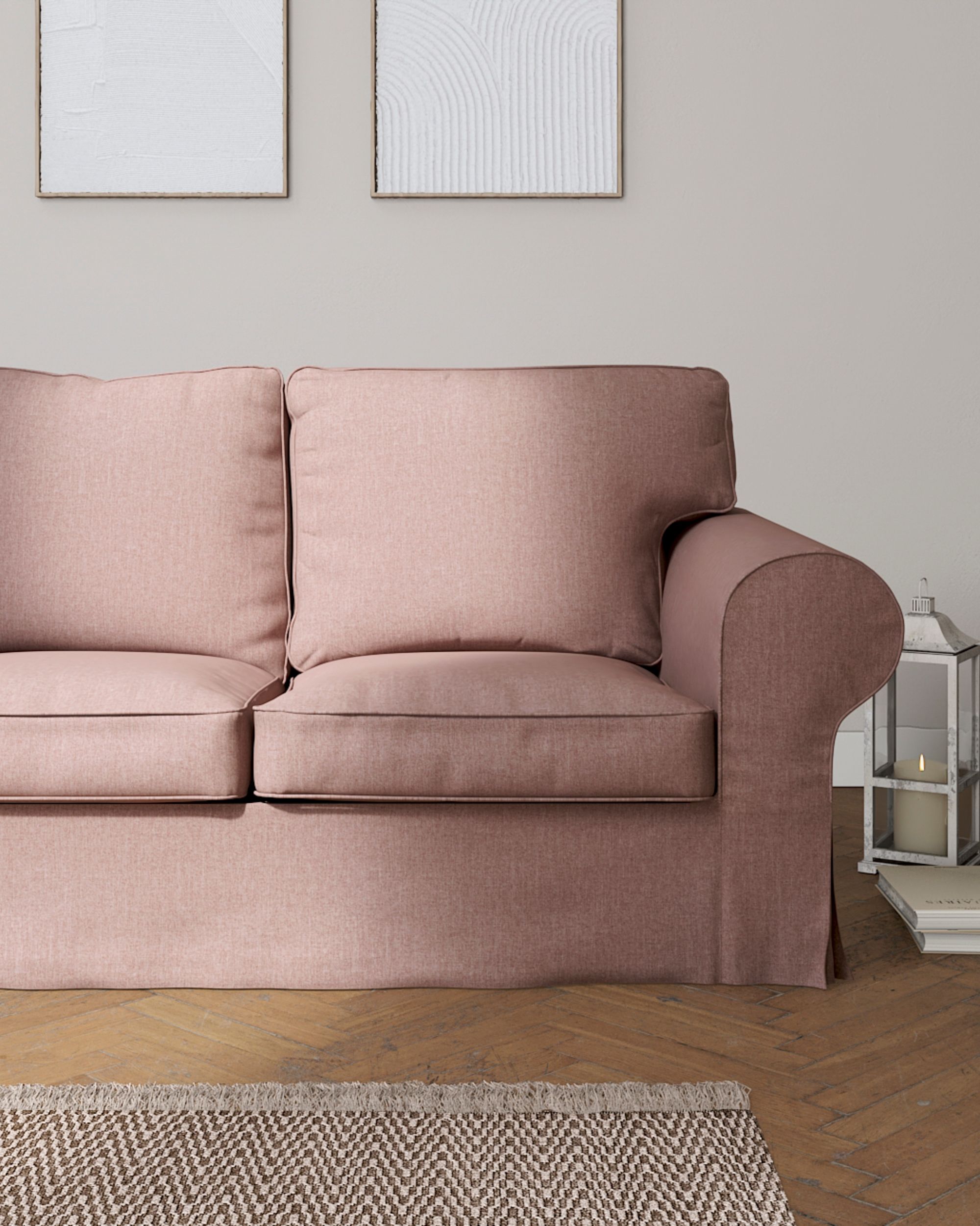 Ektorp trekk 3 seter sovesofa uten boks farge pink stoff grov (hover)