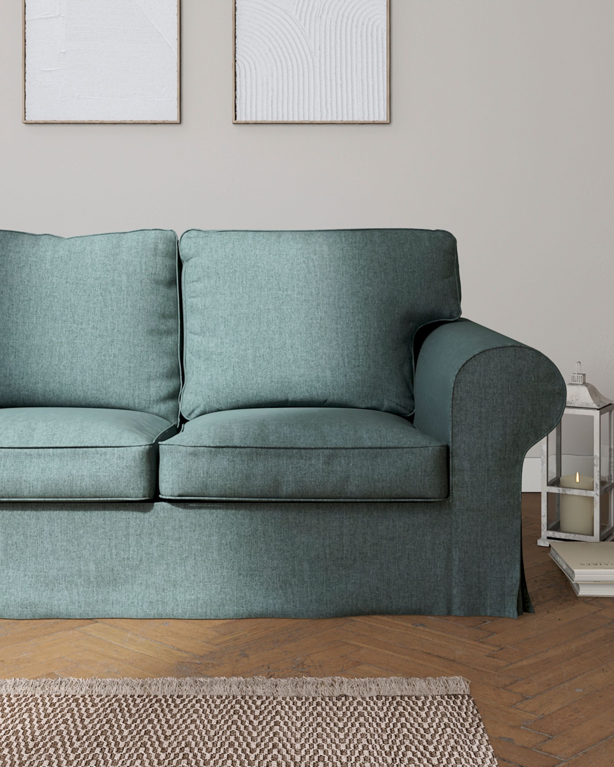 Ektorp trekk 3 seter sovesofa uten boks farge blå stoff grov (hover)