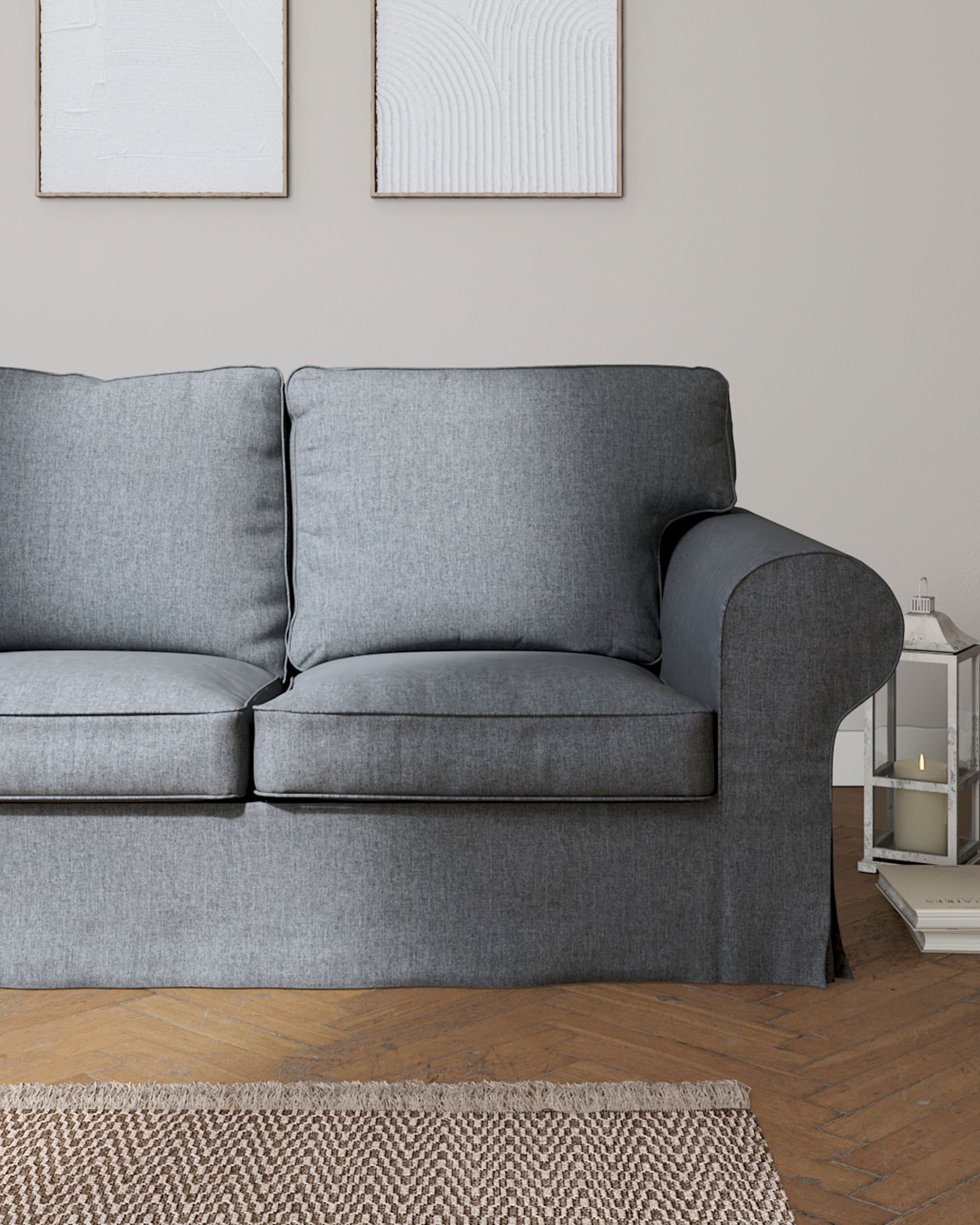 Ektorp trekk 3 seter sovesofa uten boks farge grå stoff grov (hover)