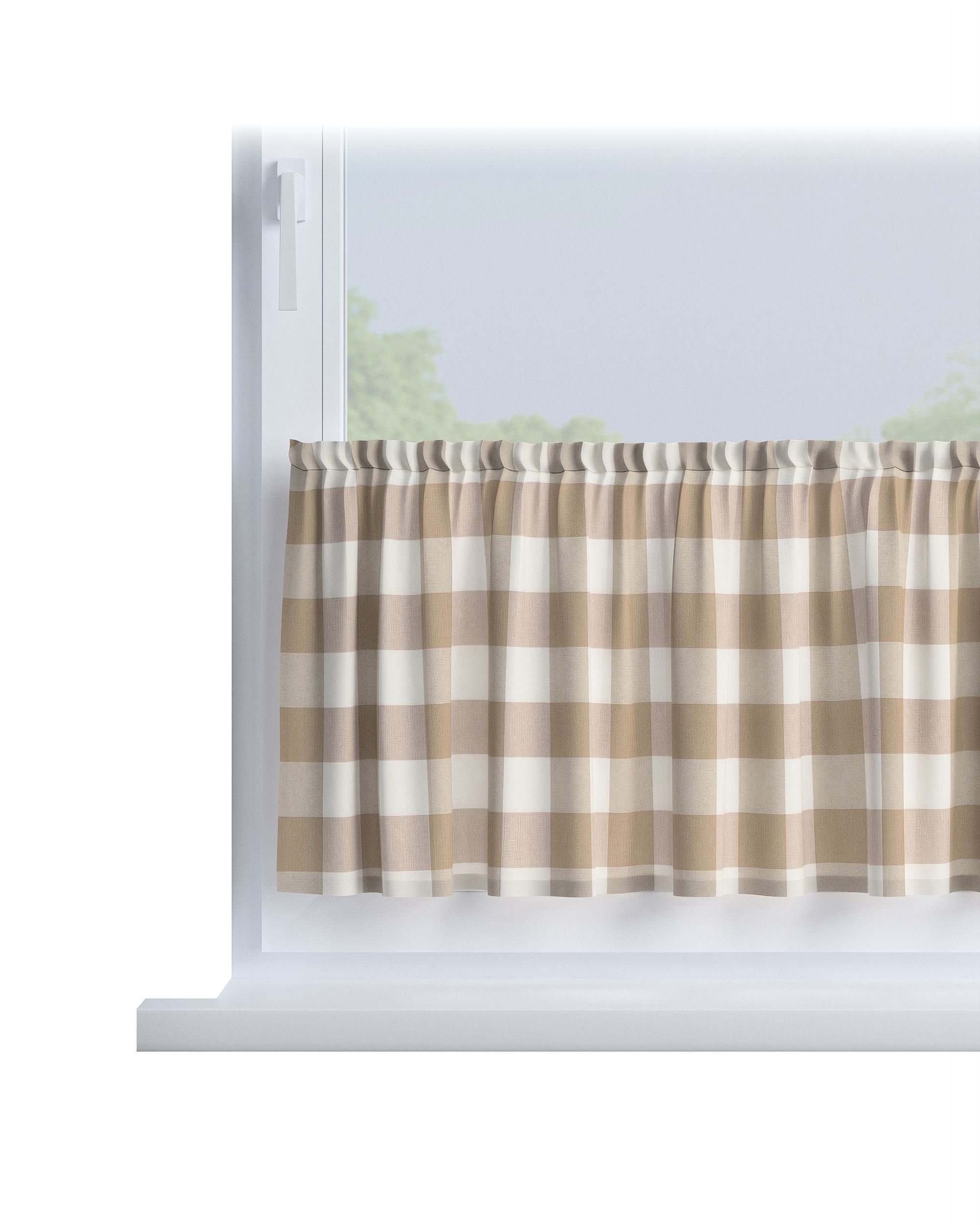 Gardinkappe med løpegang H40cm farge beige stoff mønstret