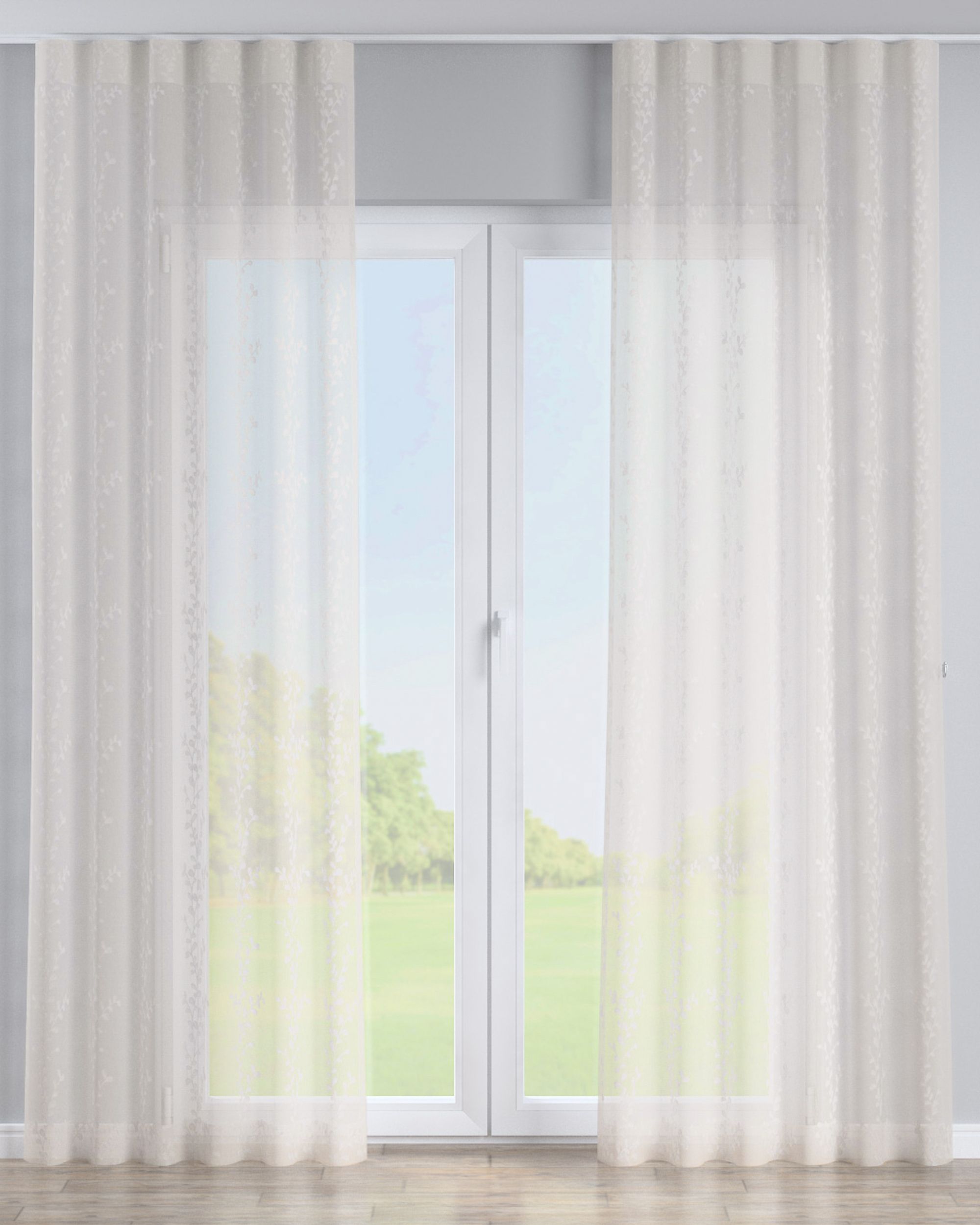 Wave-Gardin 1 stk. farge krem stoff lysgjennomtrengende, grov (hover)