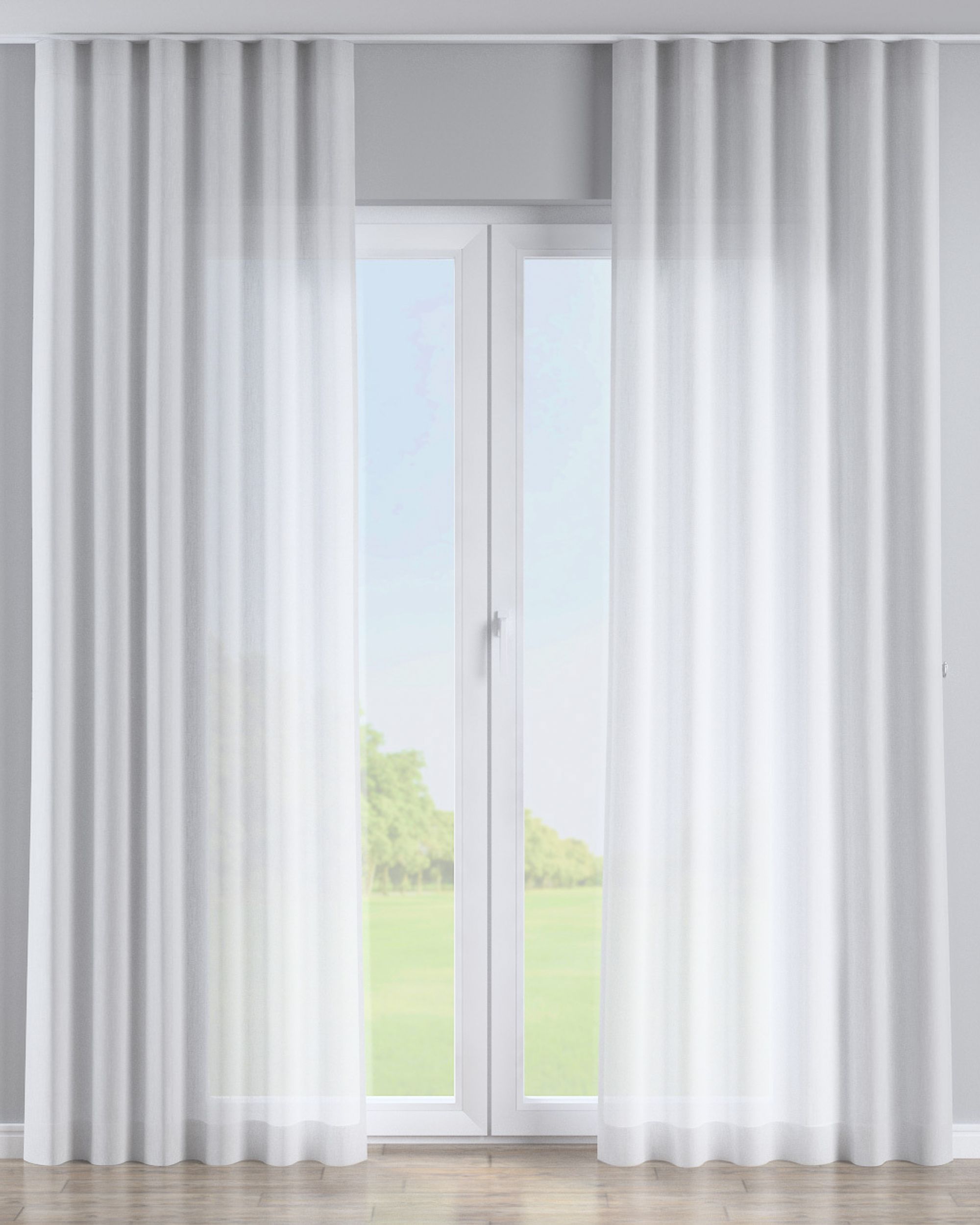 Wave-Gardin 1 stk. farge krem stoff lysgjennomtrengende, grov, mønstret (hover)