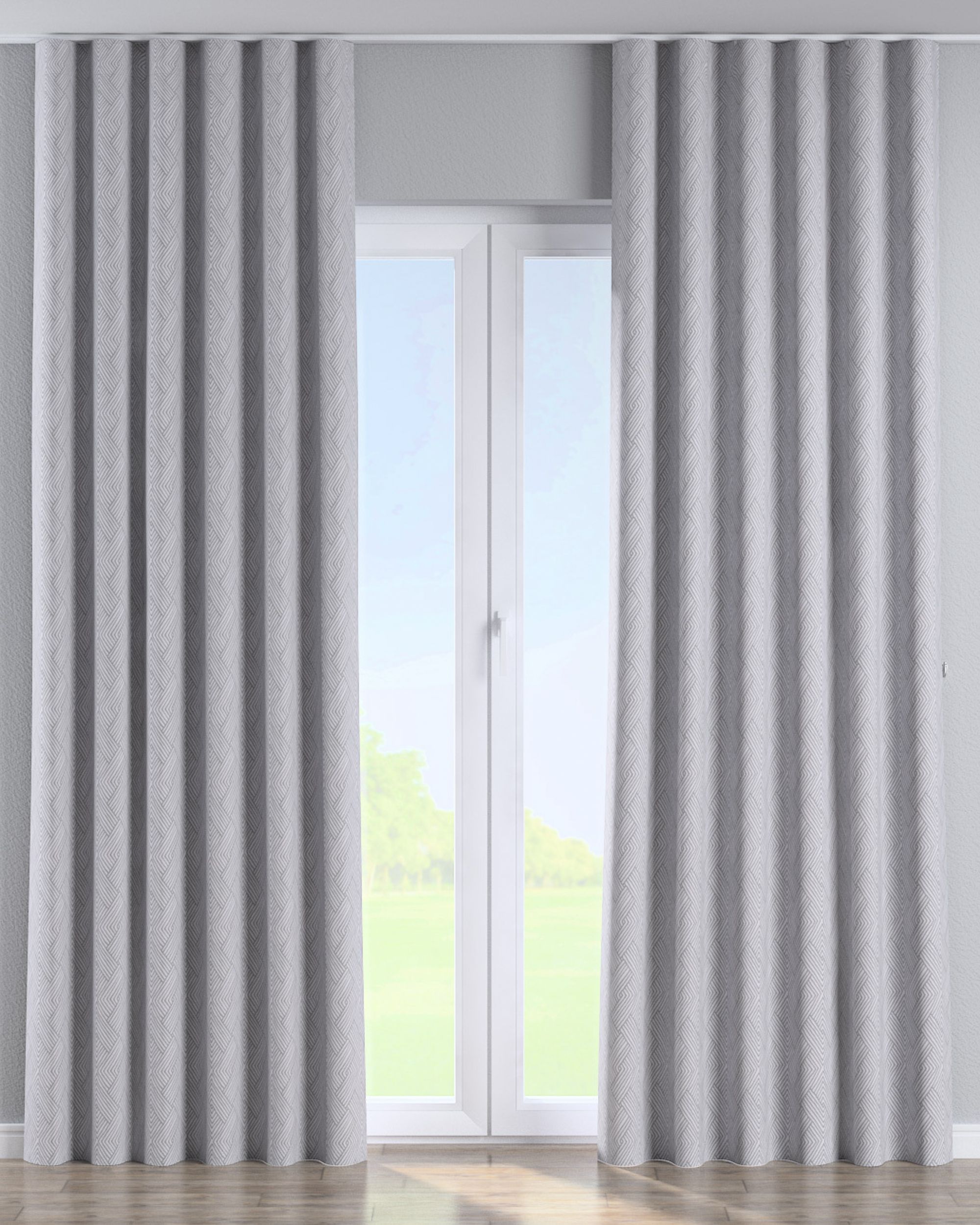 Wave-Gardin 1 stk. farge sølv stoff grov, mønstret