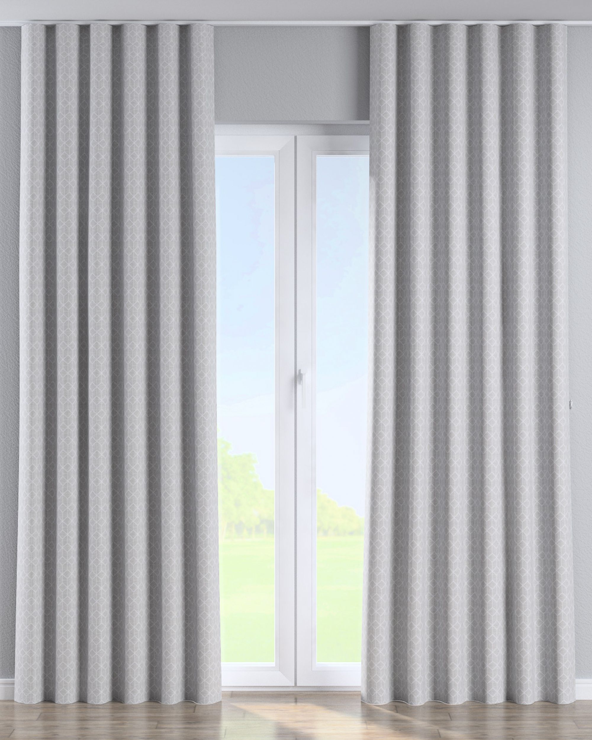 Wave-Gardin 1 stk. farge grå stoff grov, mønstret