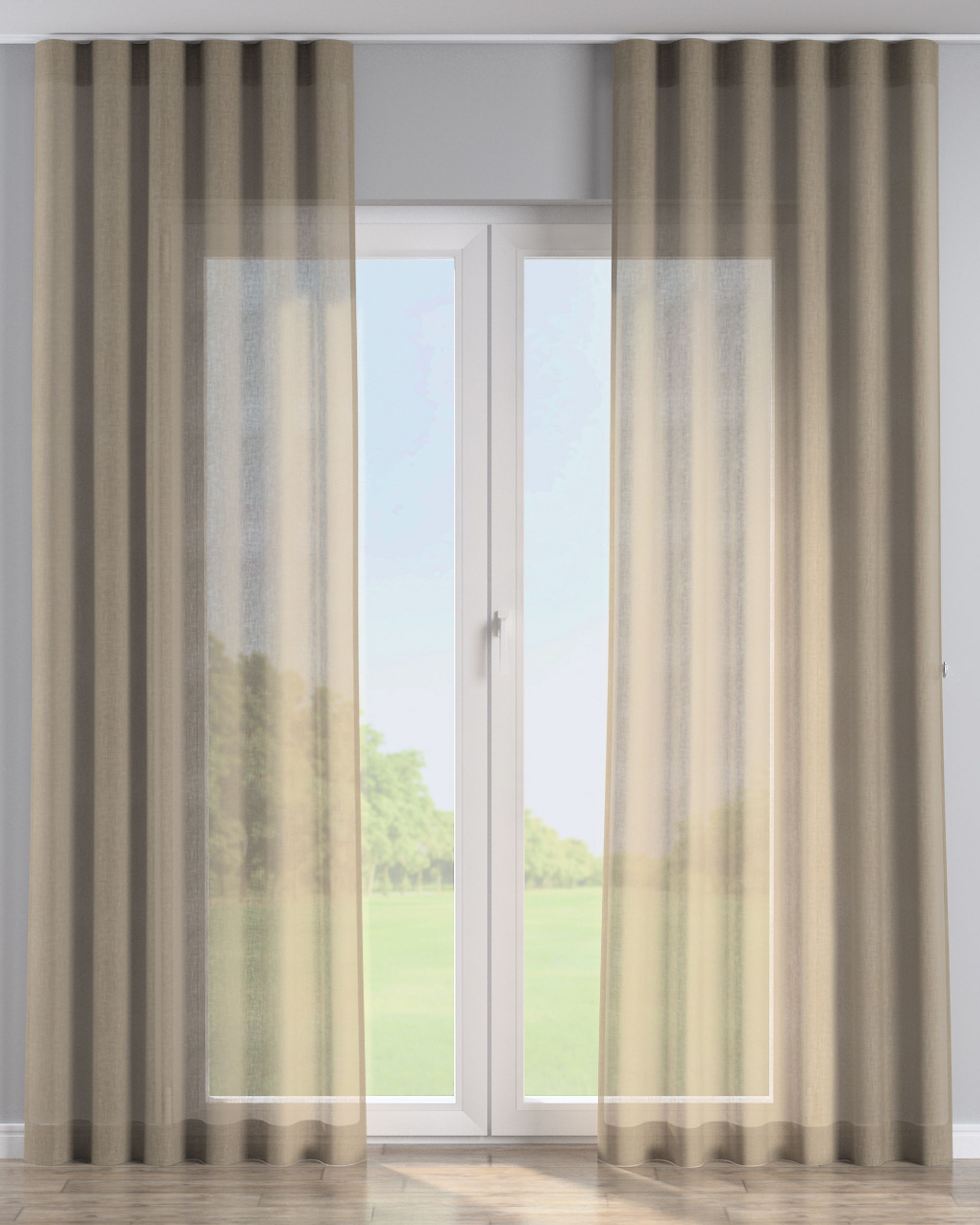 Wave-Gardin 1 stk. farge beige stoff grov