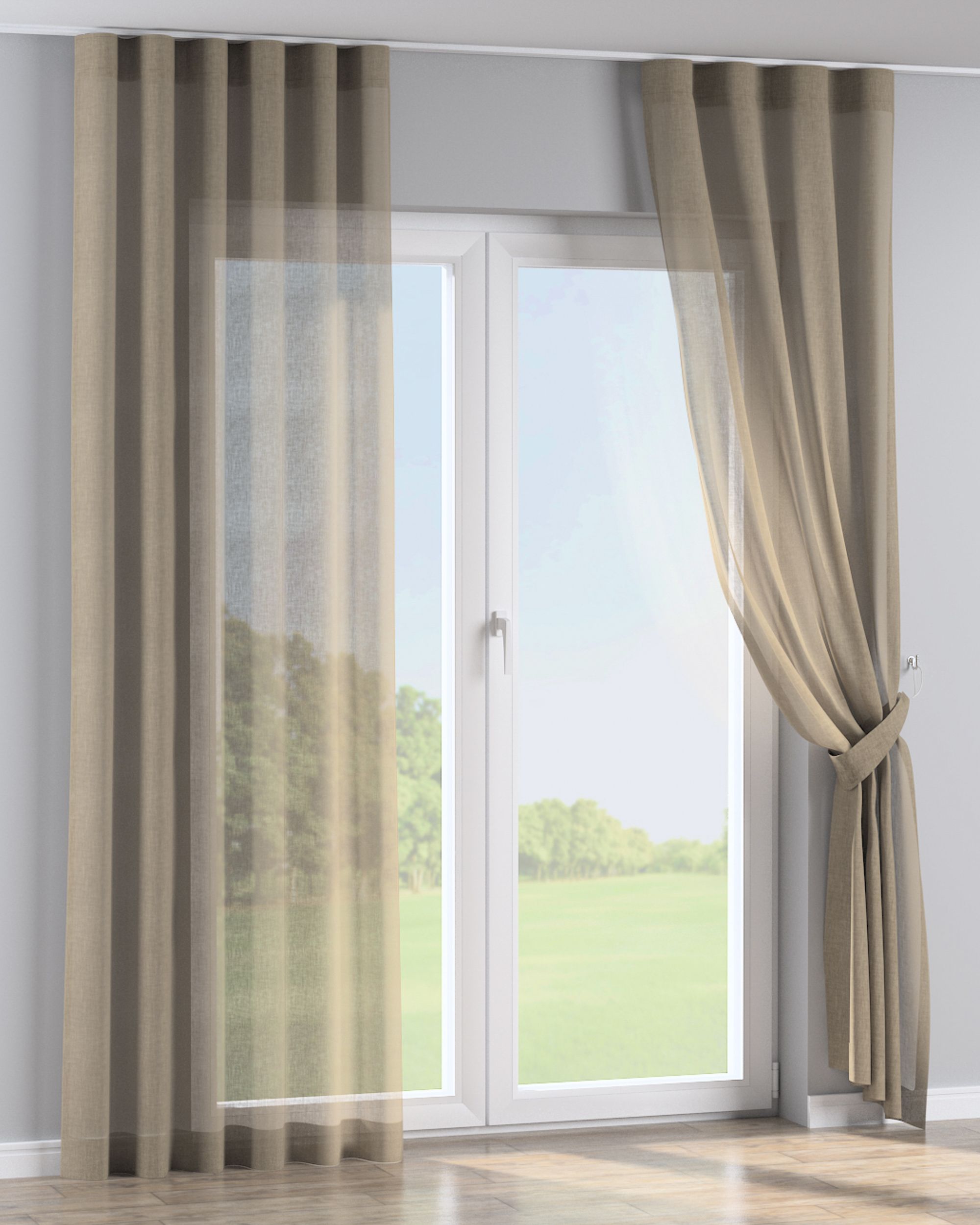 Wave-Gardin 1 stk. farge beige stoff grov (hover)