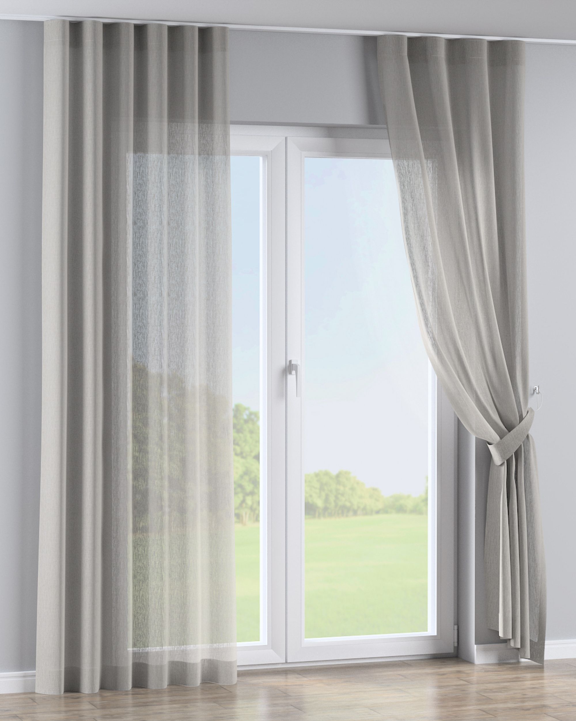 Wave-Gardin 1 stk. farge beige stoff lysgjennomtrengende, grov (hover)