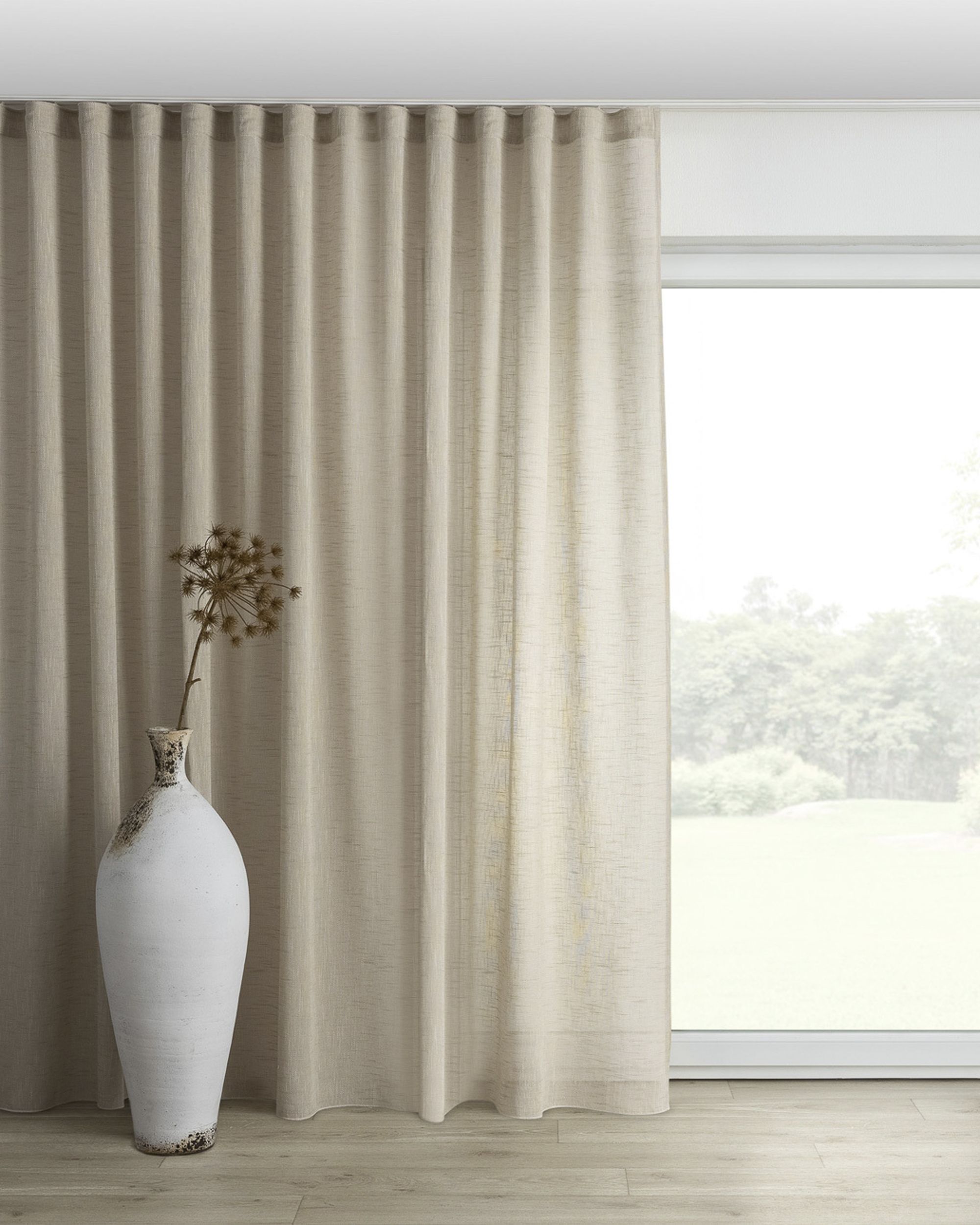 Wave-Gardin 1 stk. farge beige stoff lysgjennomtrengende, grov