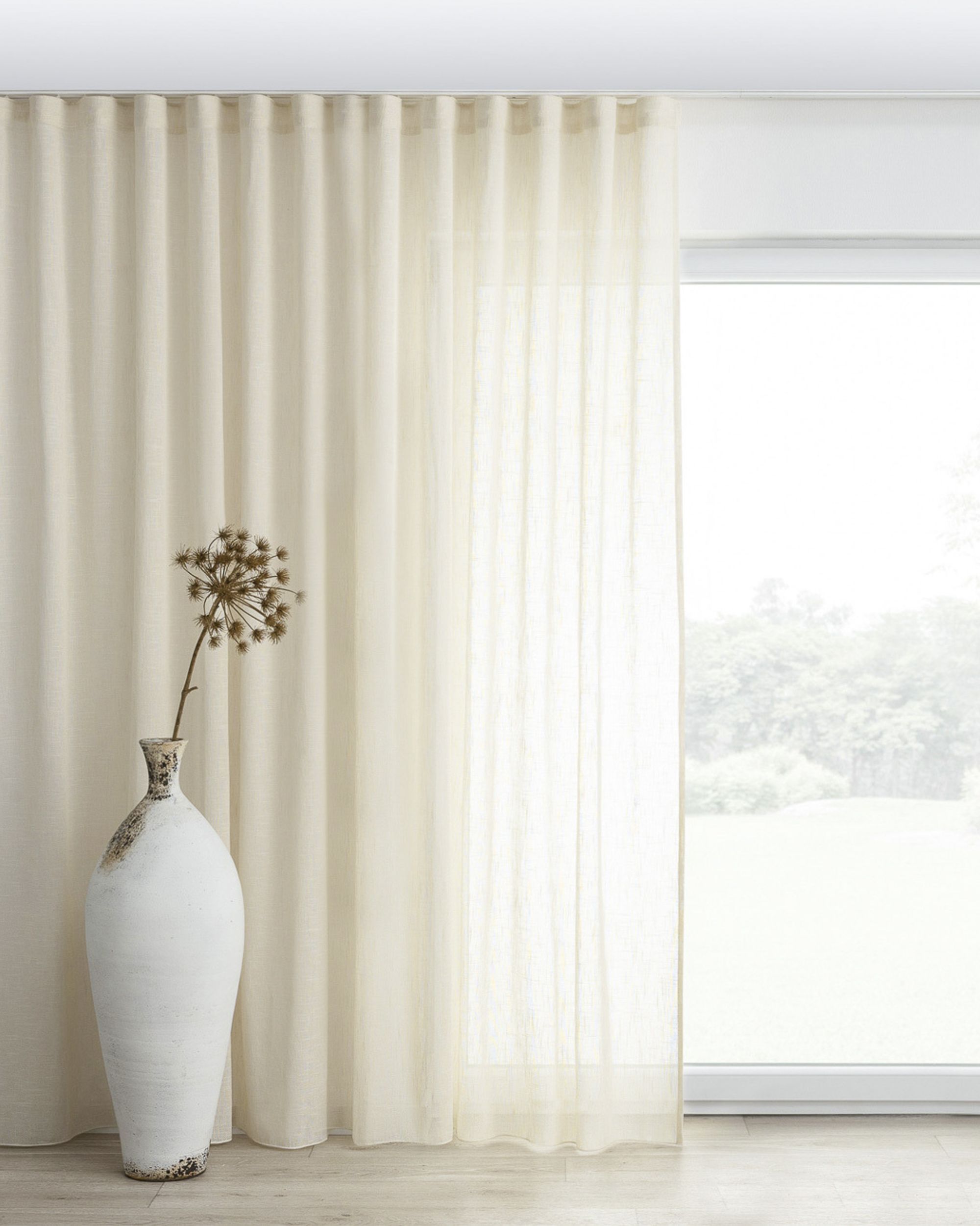 Wave-Gardin 1 stk. farge krem stoff lysgjennomtrengende, grov