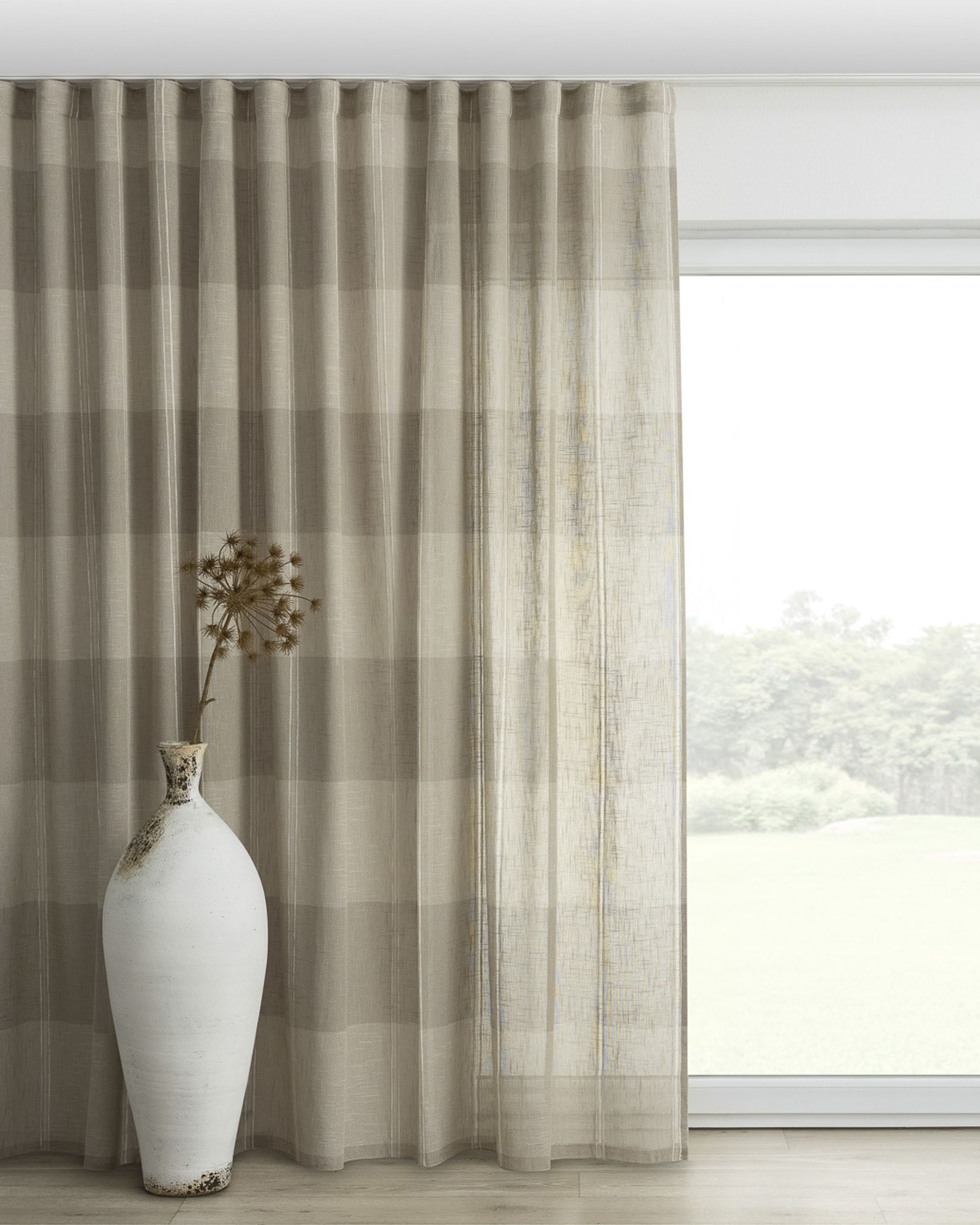 Wave-Gardin 1 stk. farge beige stoff lysgjennomtrengende, grov, mønstret