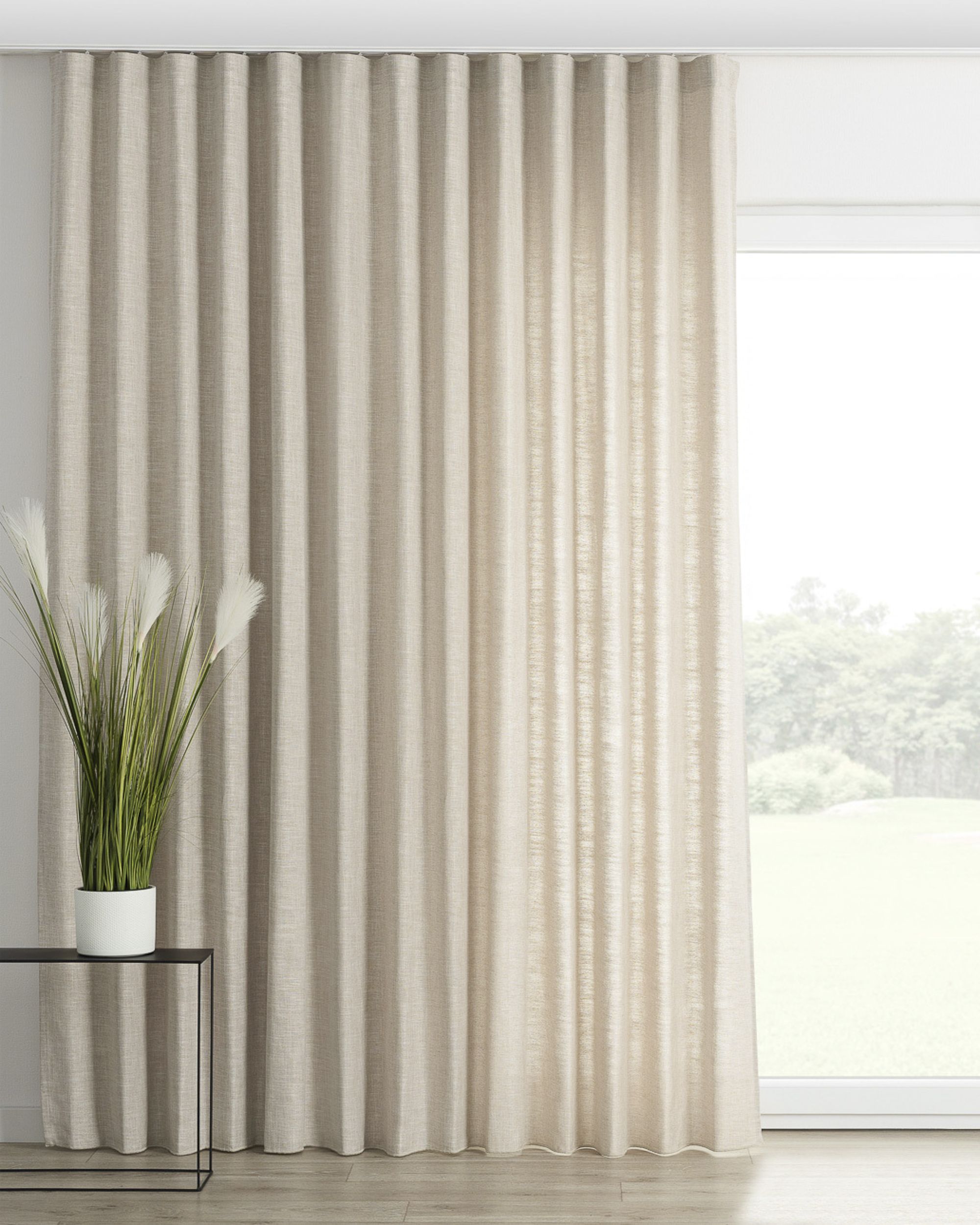 Wave-Gardin 1 stk. farge beige stoff grov