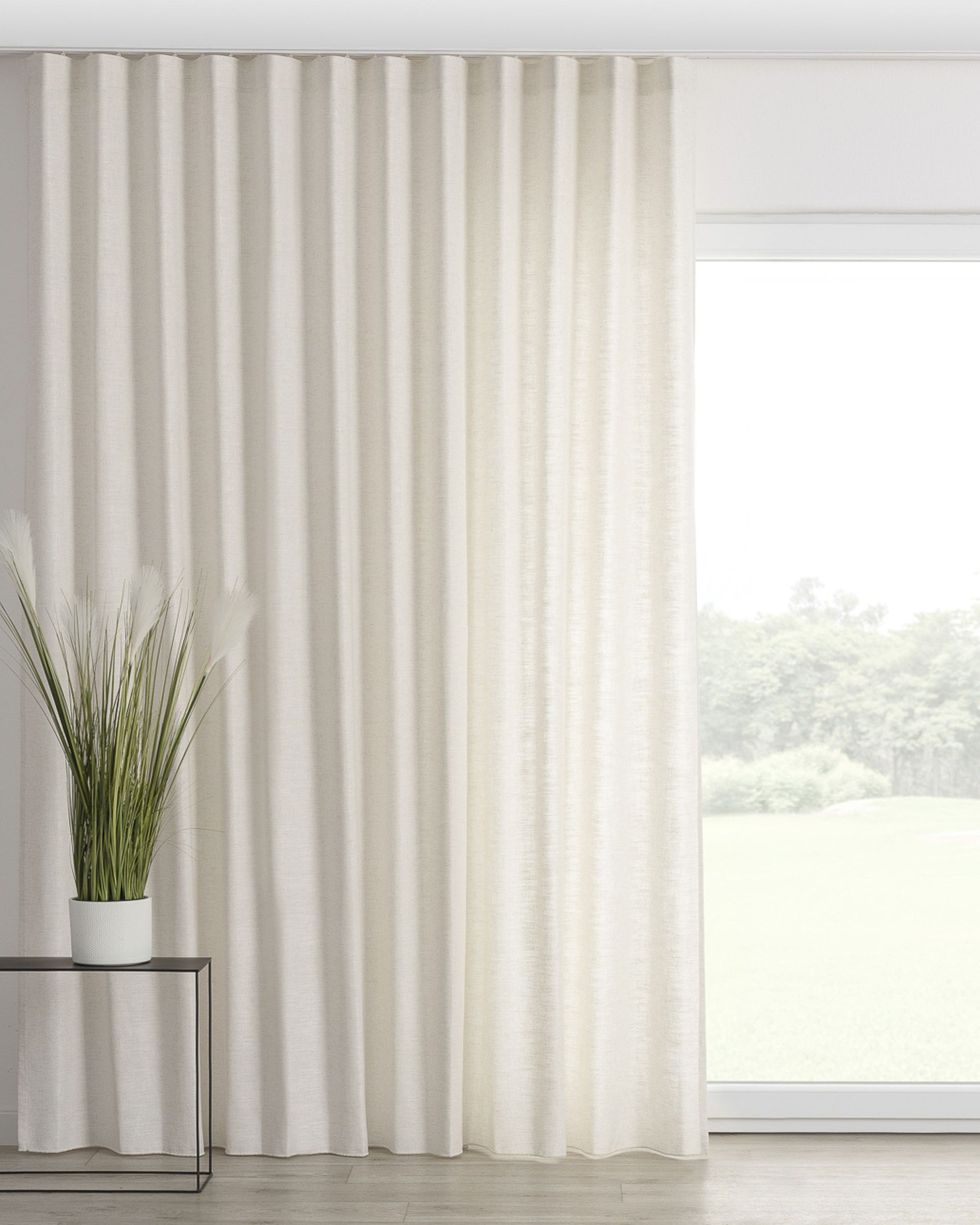 Wave-Gardin 1 stk. farge krem stoff grov