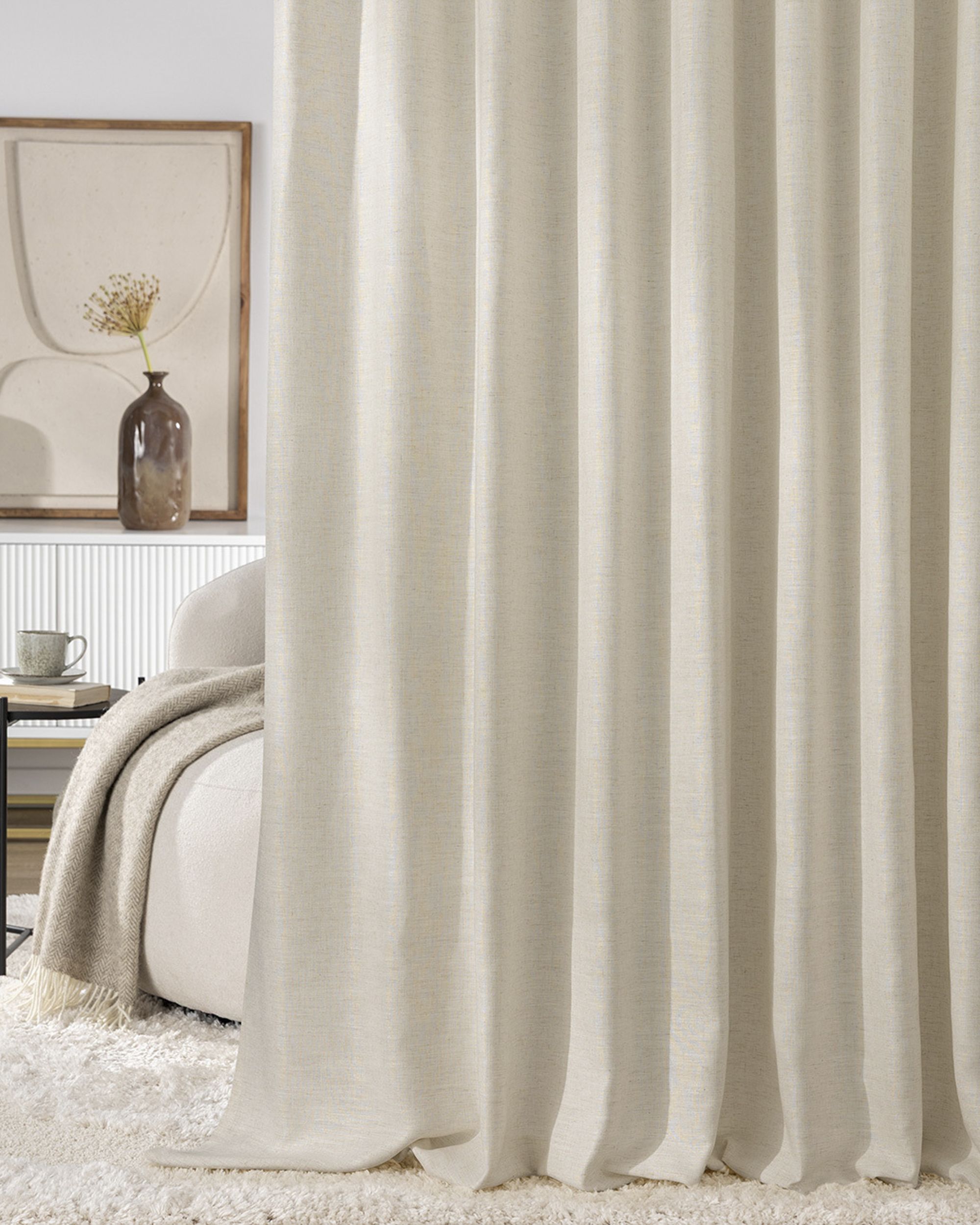 Wave-Gardin 1 stk. farge krem stoff grov (hover)