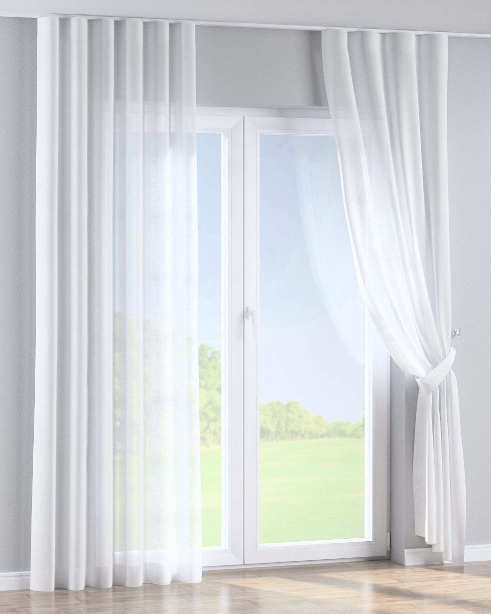 Wave-Gardin 1 stk. farge krem stoff lysgjennomtrengende, grov (hover)
