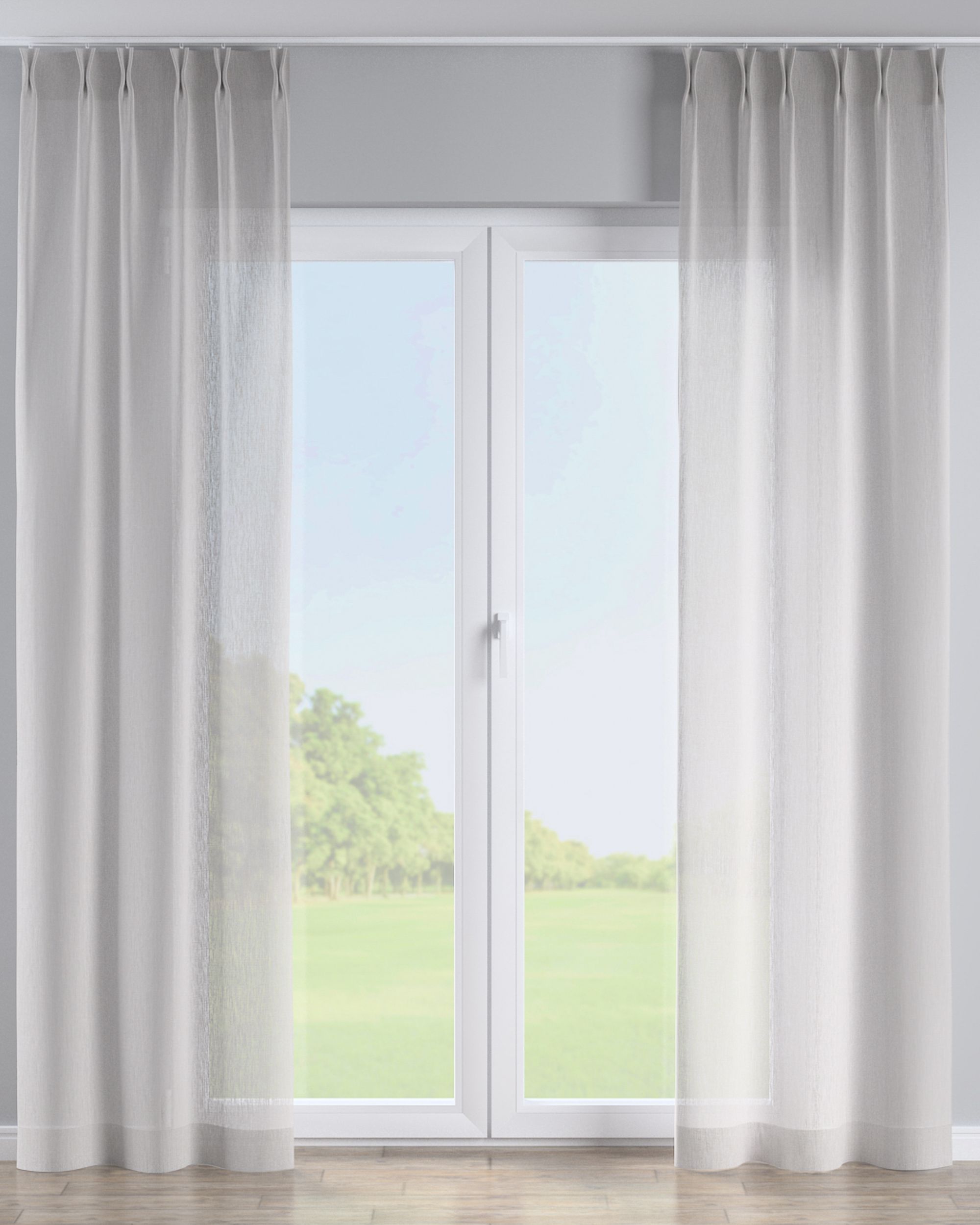 Gardin med dobbel fast brett 1 stk. farge beige stoff lysgjennomtrengende, grov