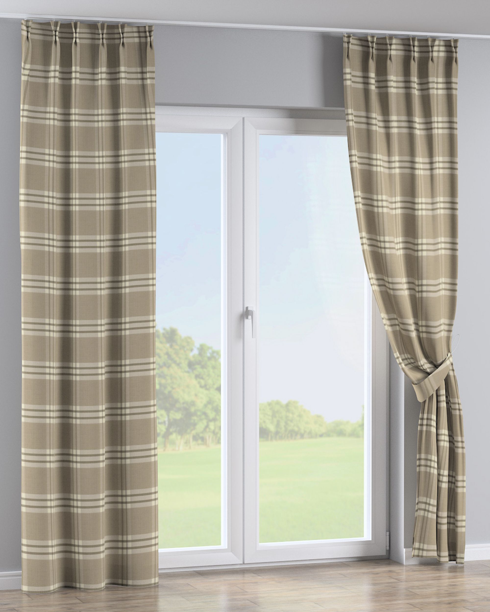 Gardin med dobbel fast brett 1 stk. farge beige (hover)