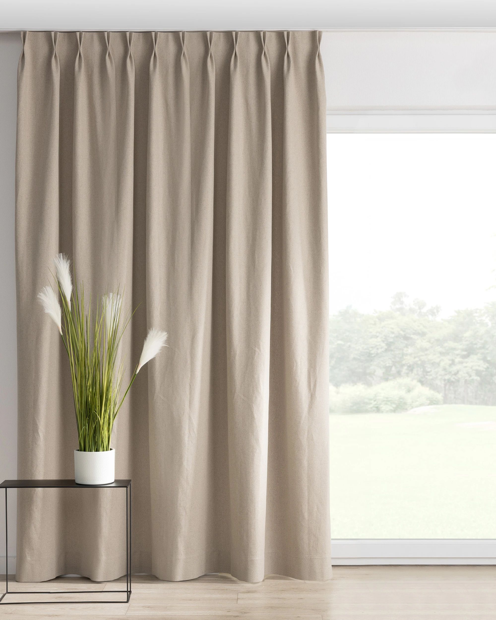 Gardin med dobbel fast brett 1 stk. farge beige stoff grov