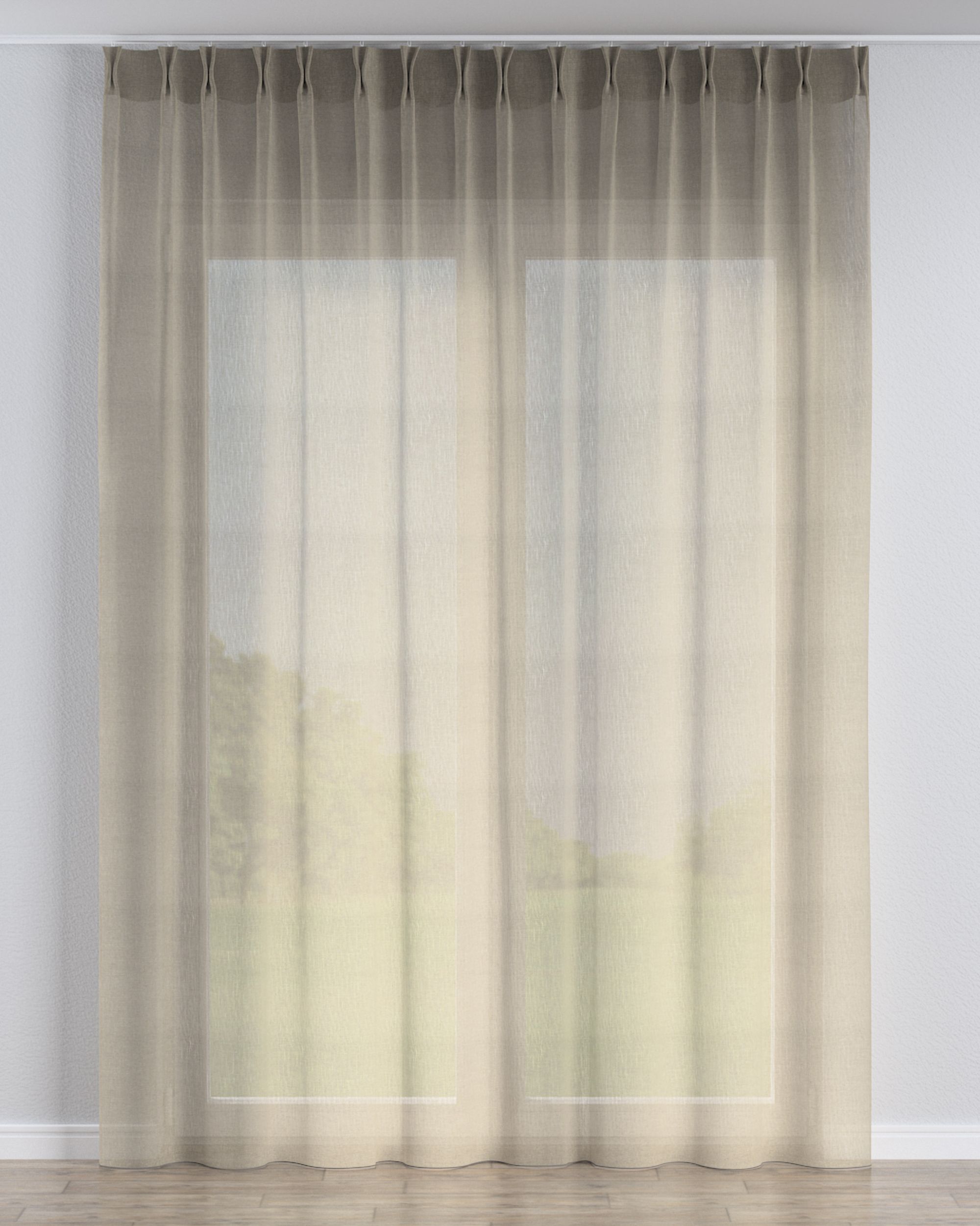 DagGardiner med dobbel fast brett farge beige stoff lysgjennomtrengende, grov