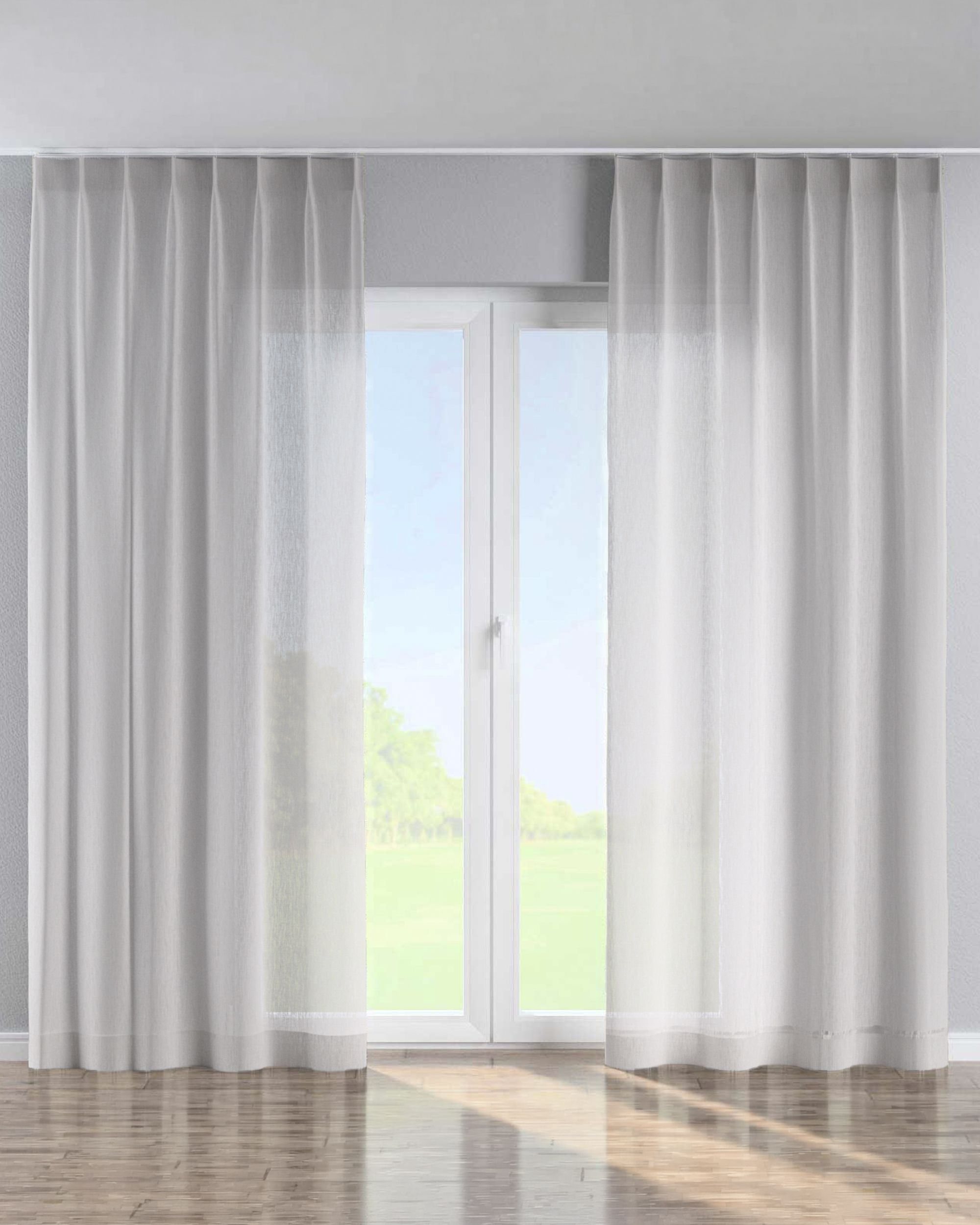 Gardin med fast brett 1 stk. farge beige stoff lysgjennomtrengende, grov