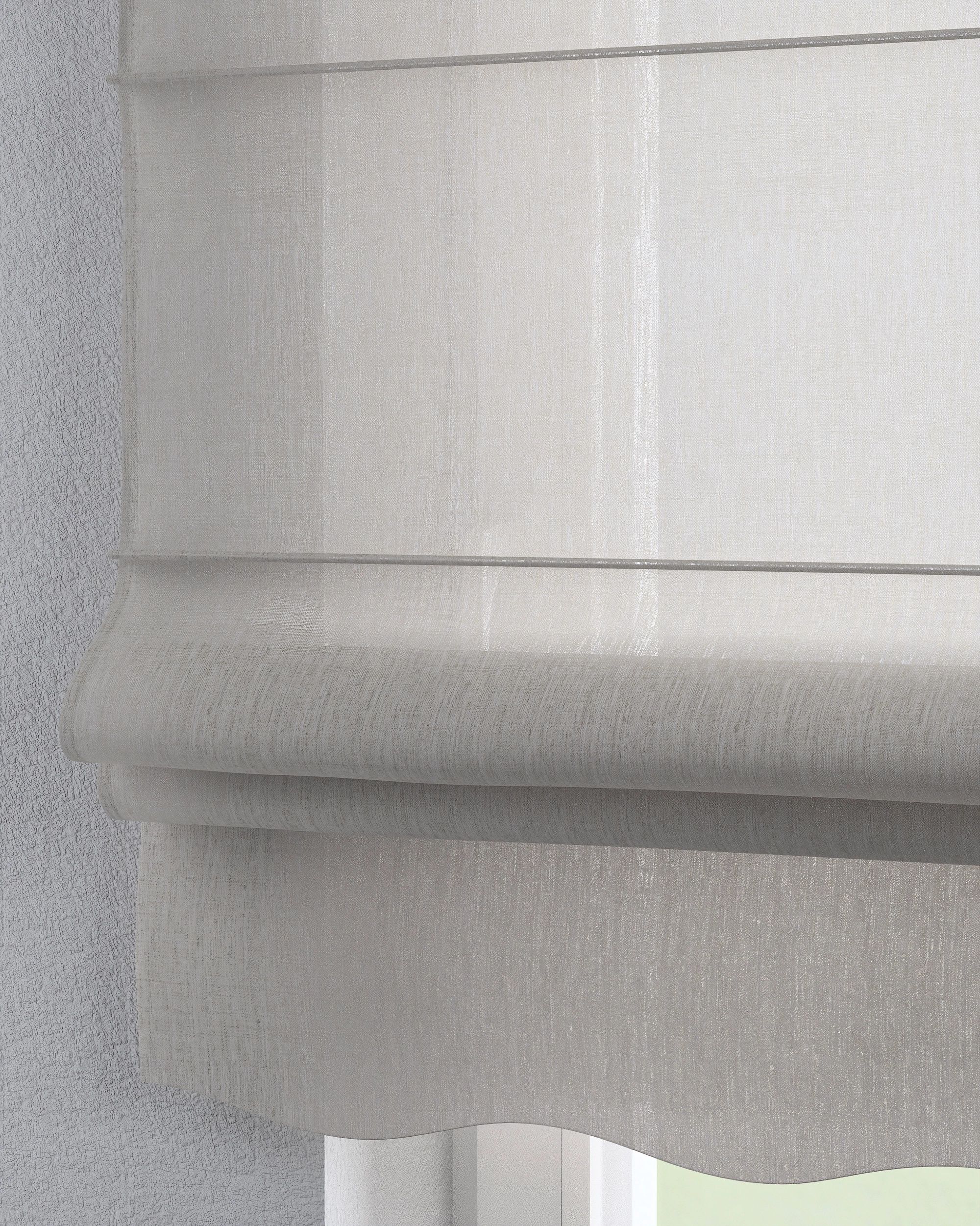 Liftgardin Firenze Med bølget kappe farge beige stoff lysgjennomtrengende, grov (hover)