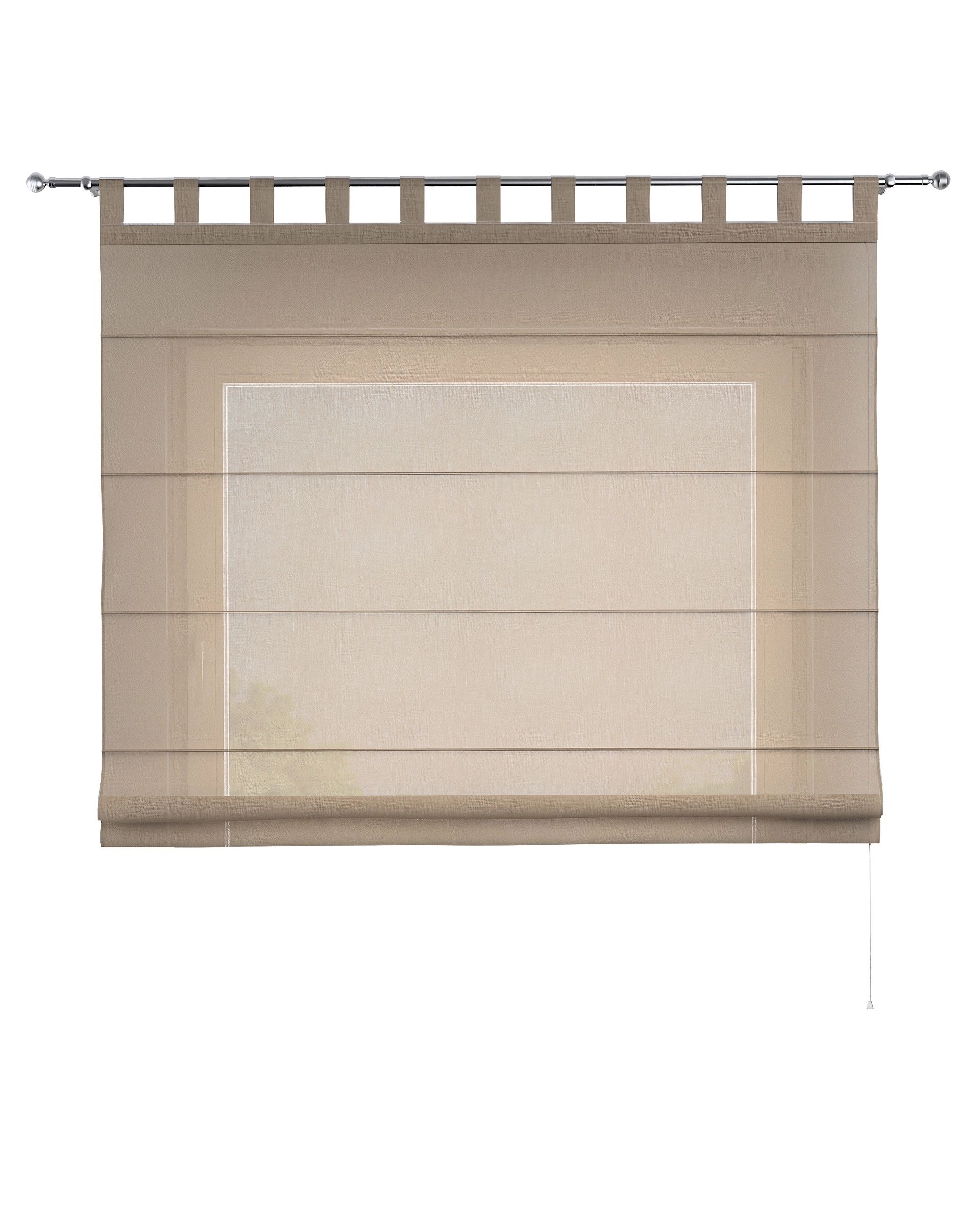 Liftgardin med stropper for montering på gardinstang farge beige stoff grov (hover)