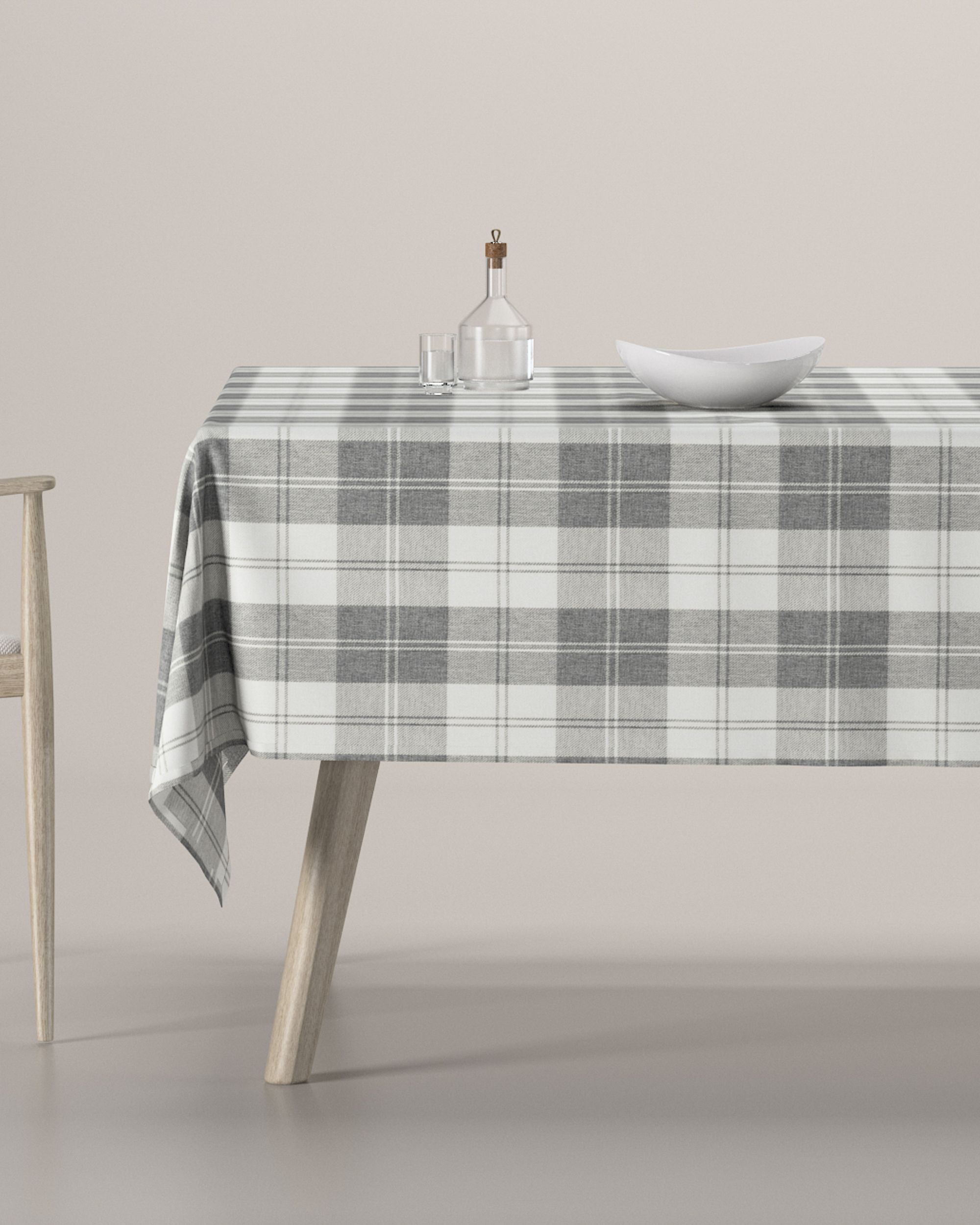 Rektangulær bordduk farge grå stoff grov, mønstret