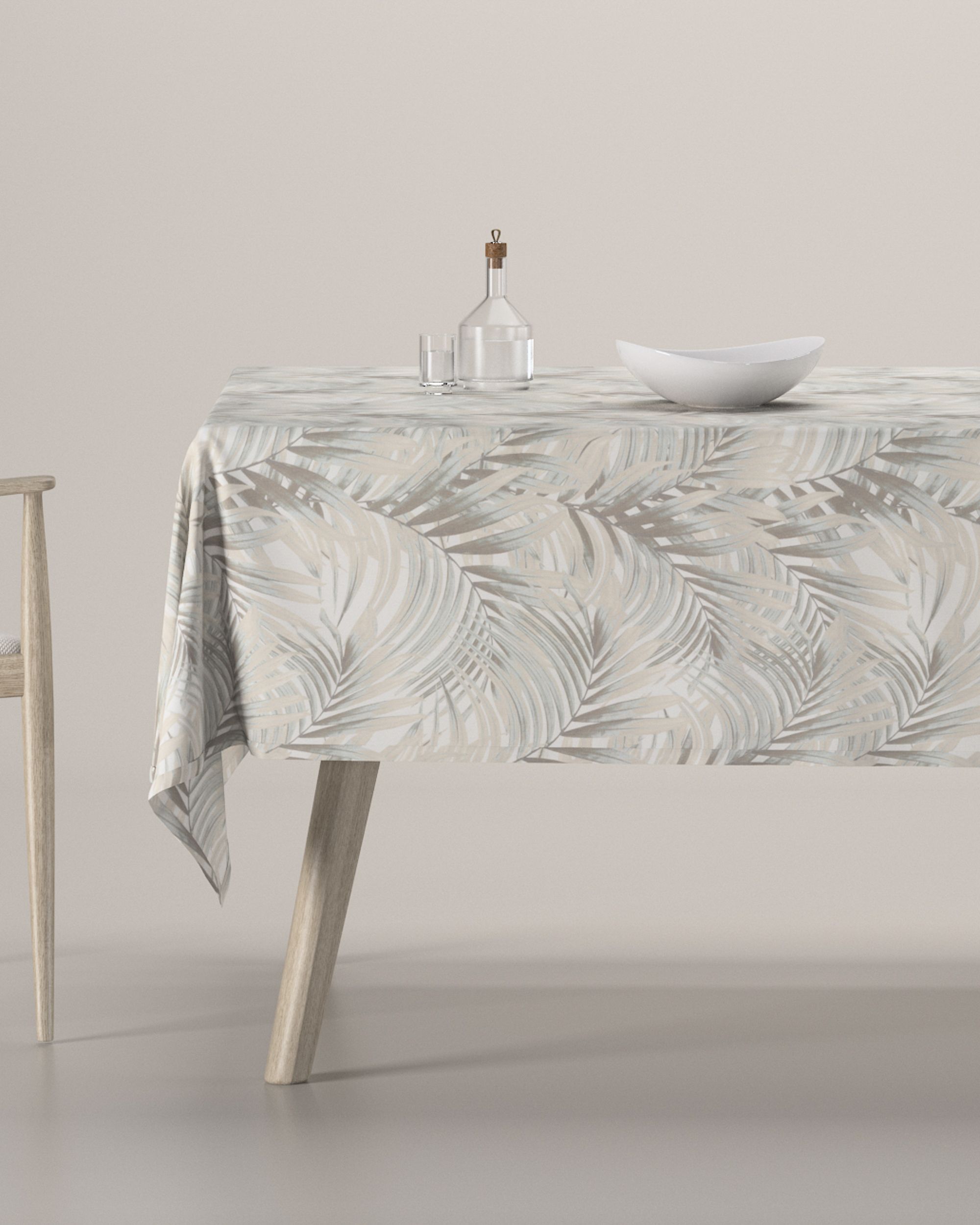 Rektangulær bordduk farge beige stoff mønstret