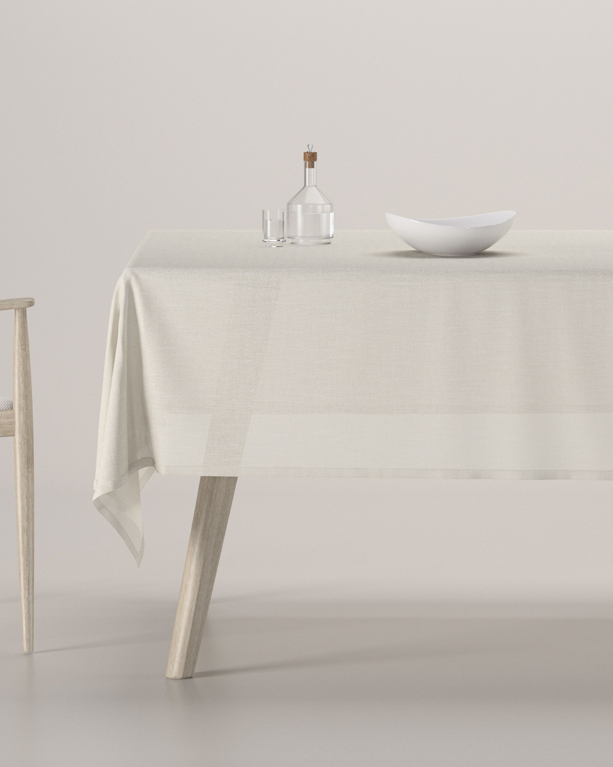 Rektangulær bordduk farge krem stoff grov