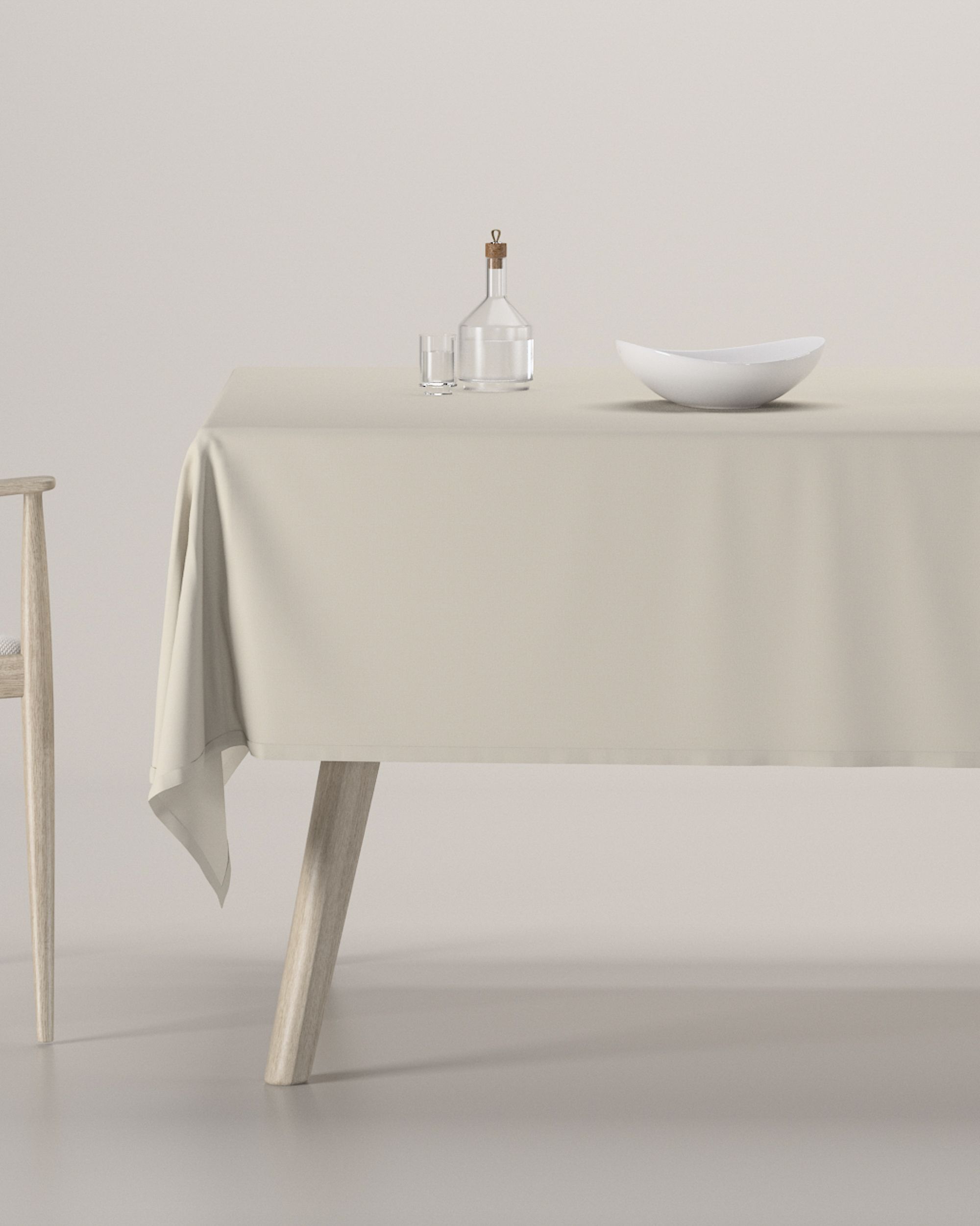 Rektangulær bordduk farge beige stoff lysgjennomtrengende, grov, lin