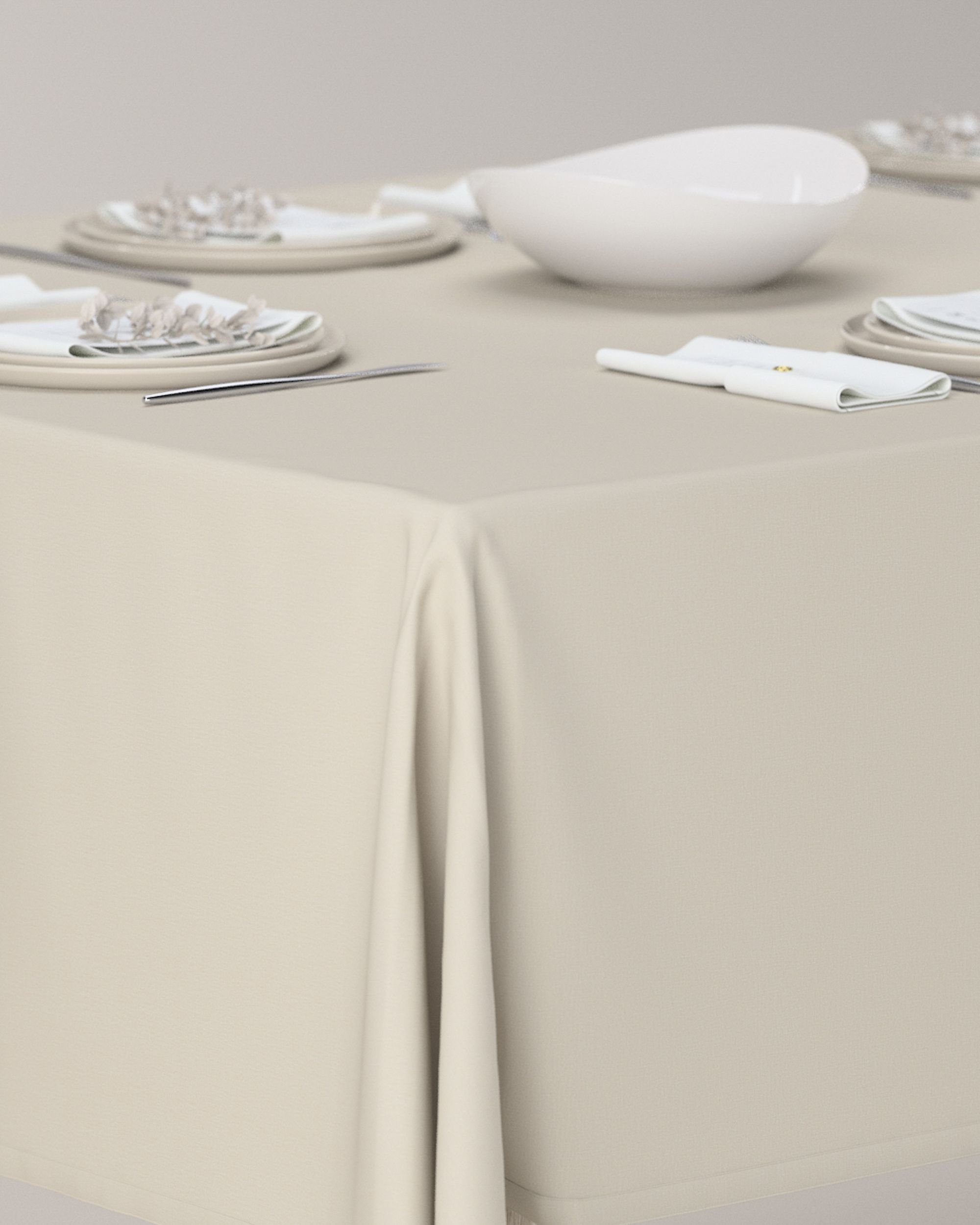 Rektangulær bordduk farge beige stoff lysgjennomtrengende, grov, lin (hover)