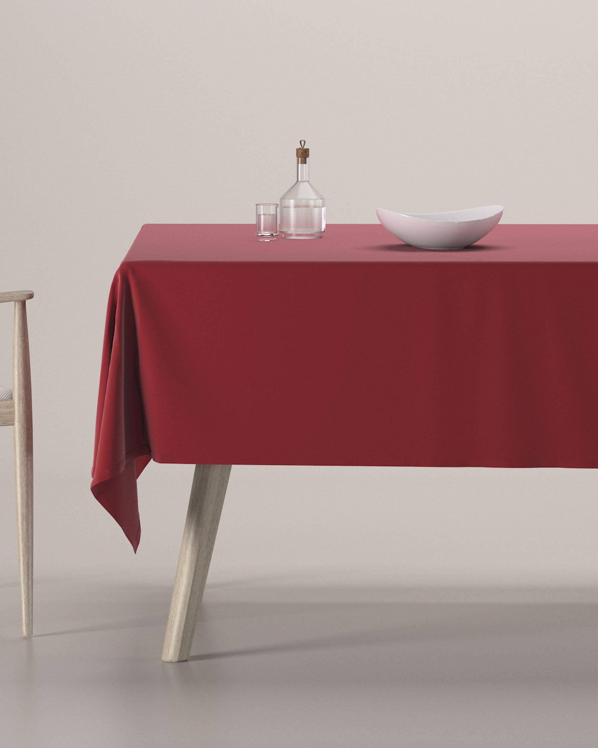 Rektangulær bordduk farge rød stoff blank, velur