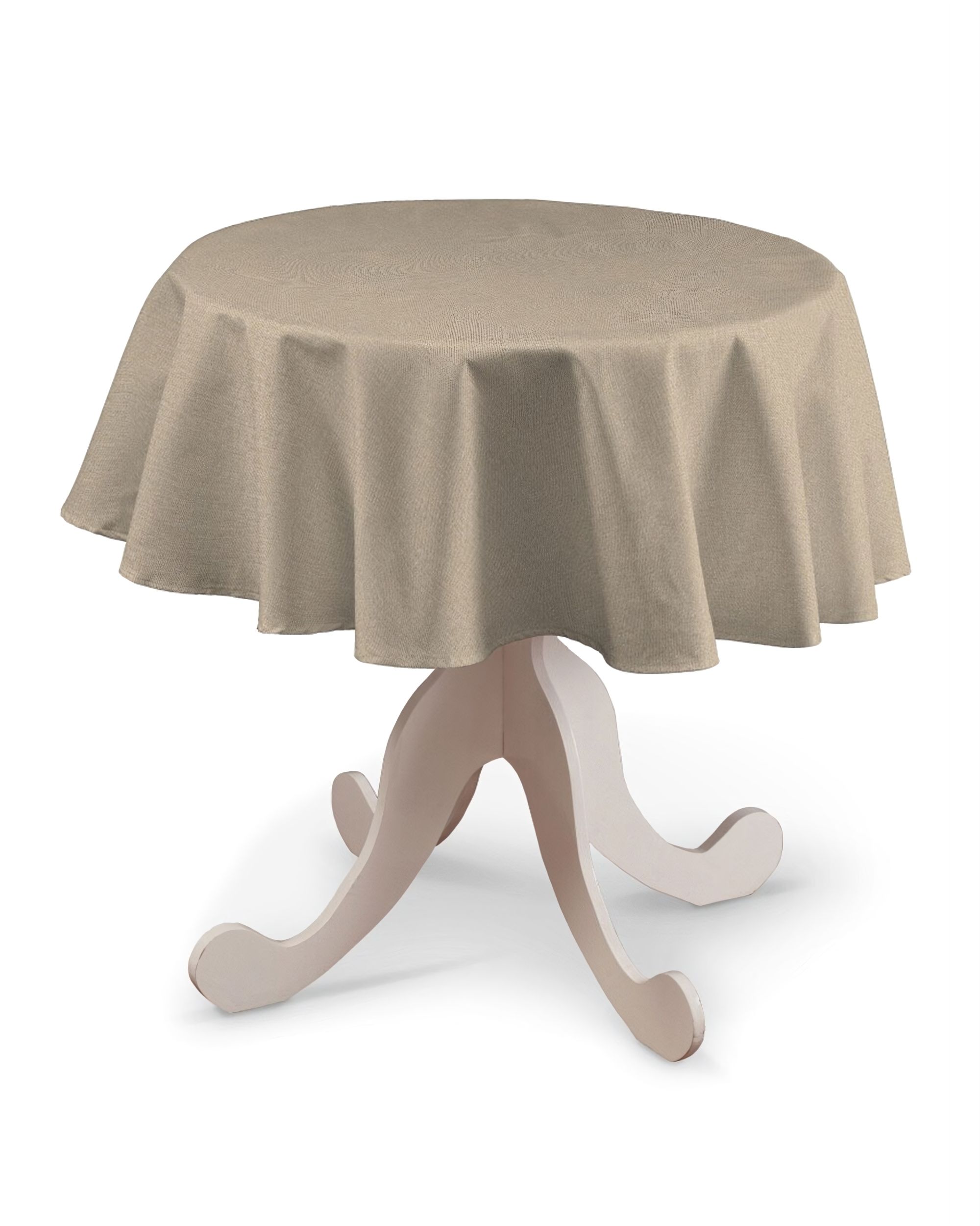 Rund bordduk farge beige stoff grov
