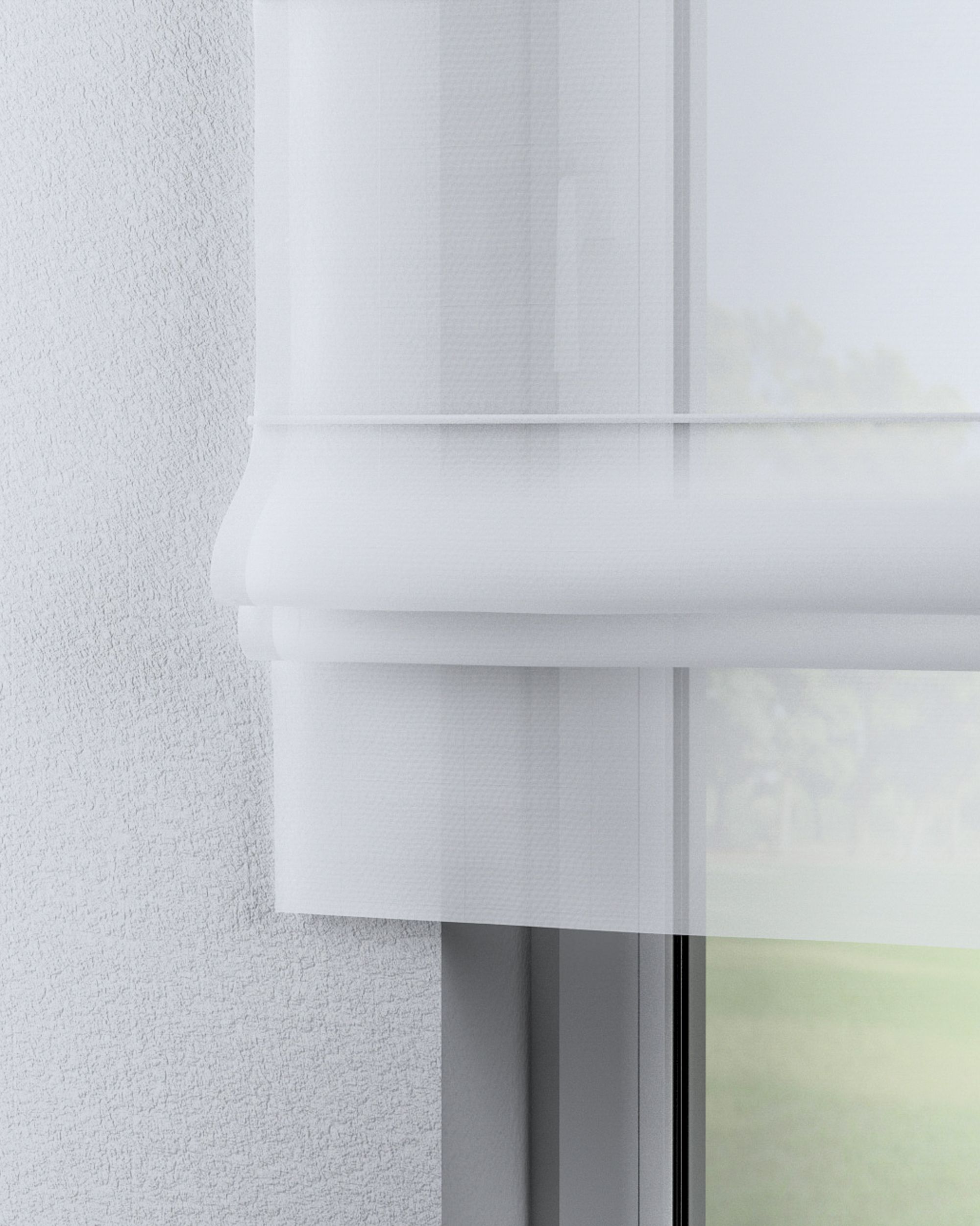Liftgardin Modena Med rett kappe farge hvit stoff lysgjennomtrengende, blank (hover)