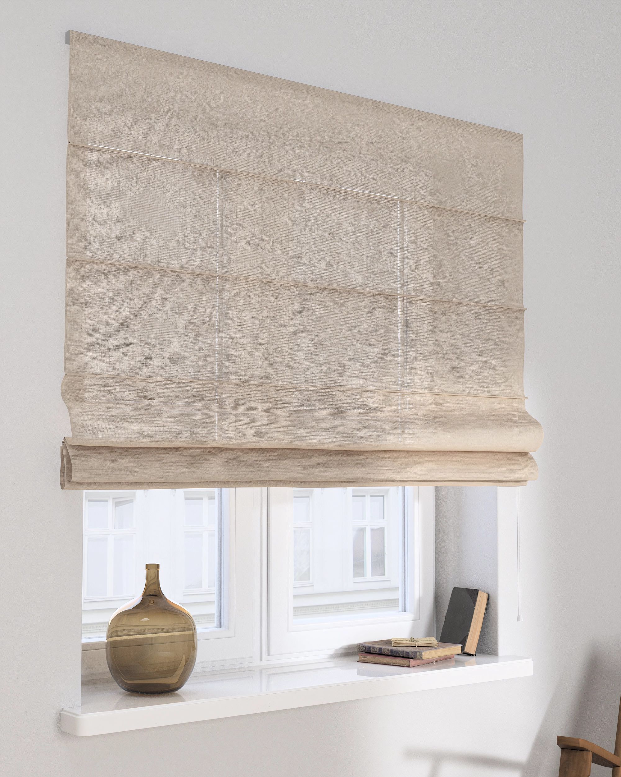 Liftgardin Capri  farge beige stoff lysgjennomtrengende, grov