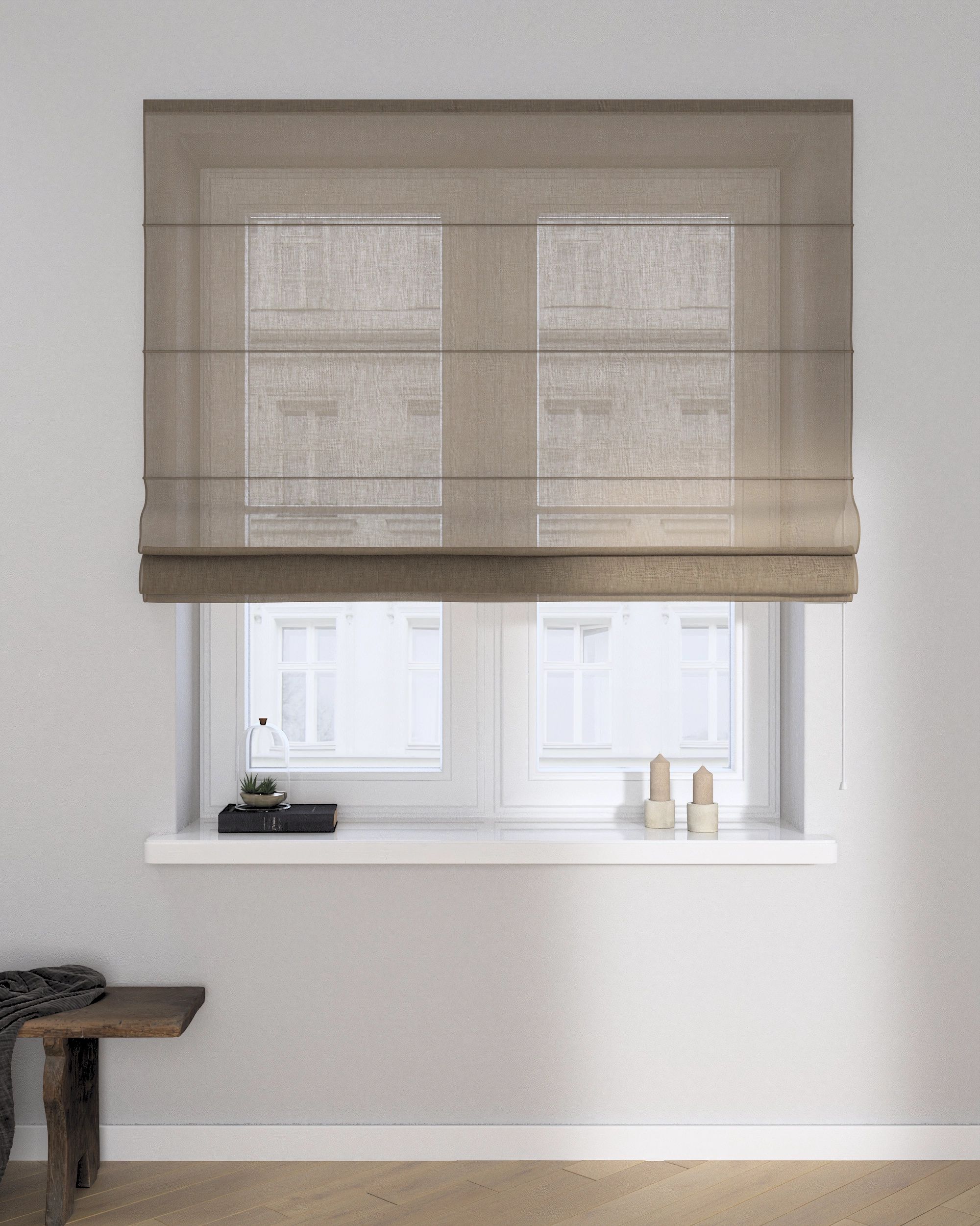 Liftgardin Capri  farge beige stoff grov