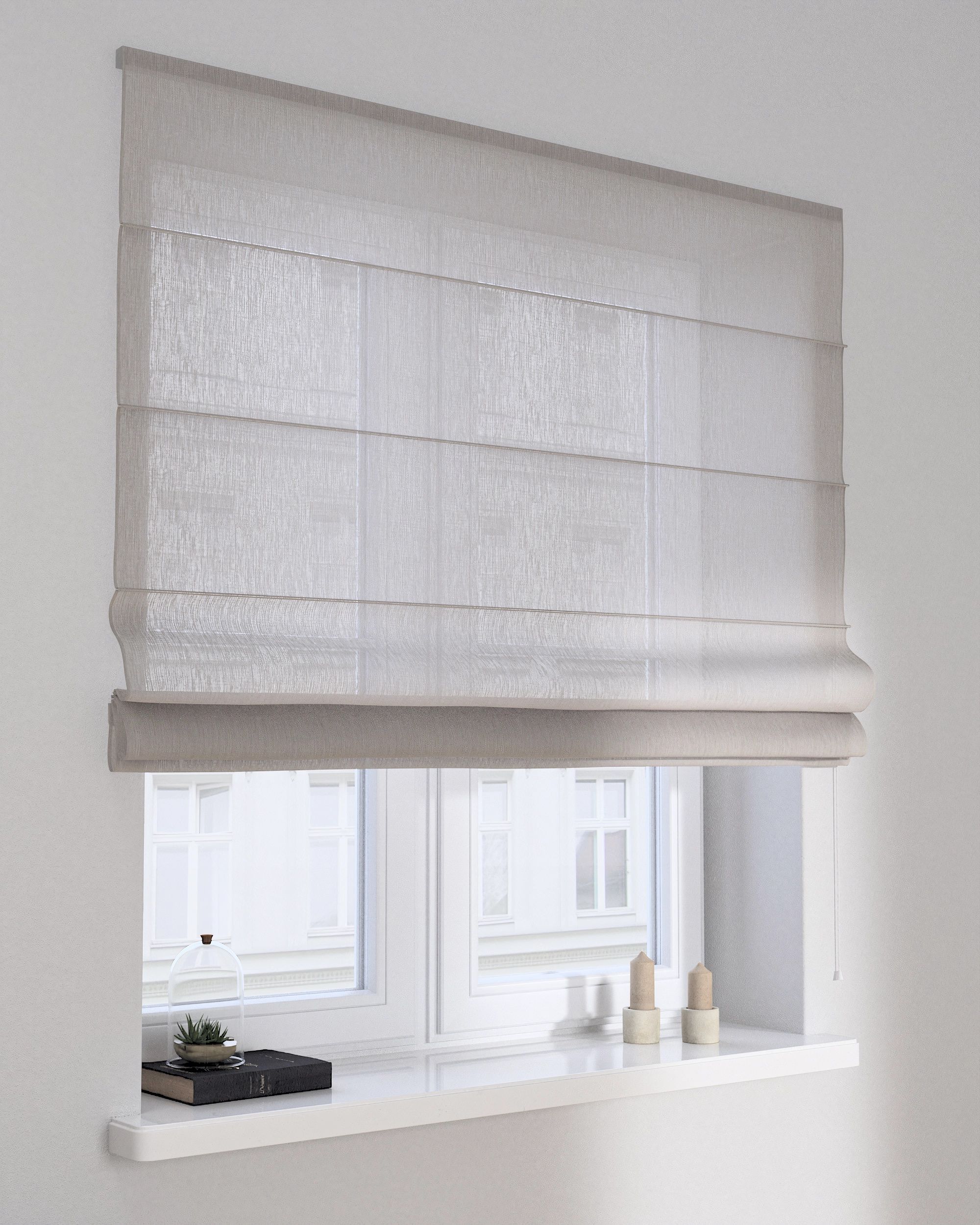 Liftgardin Capri  farge beige stoff lysgjennomtrengende, grov (hover)